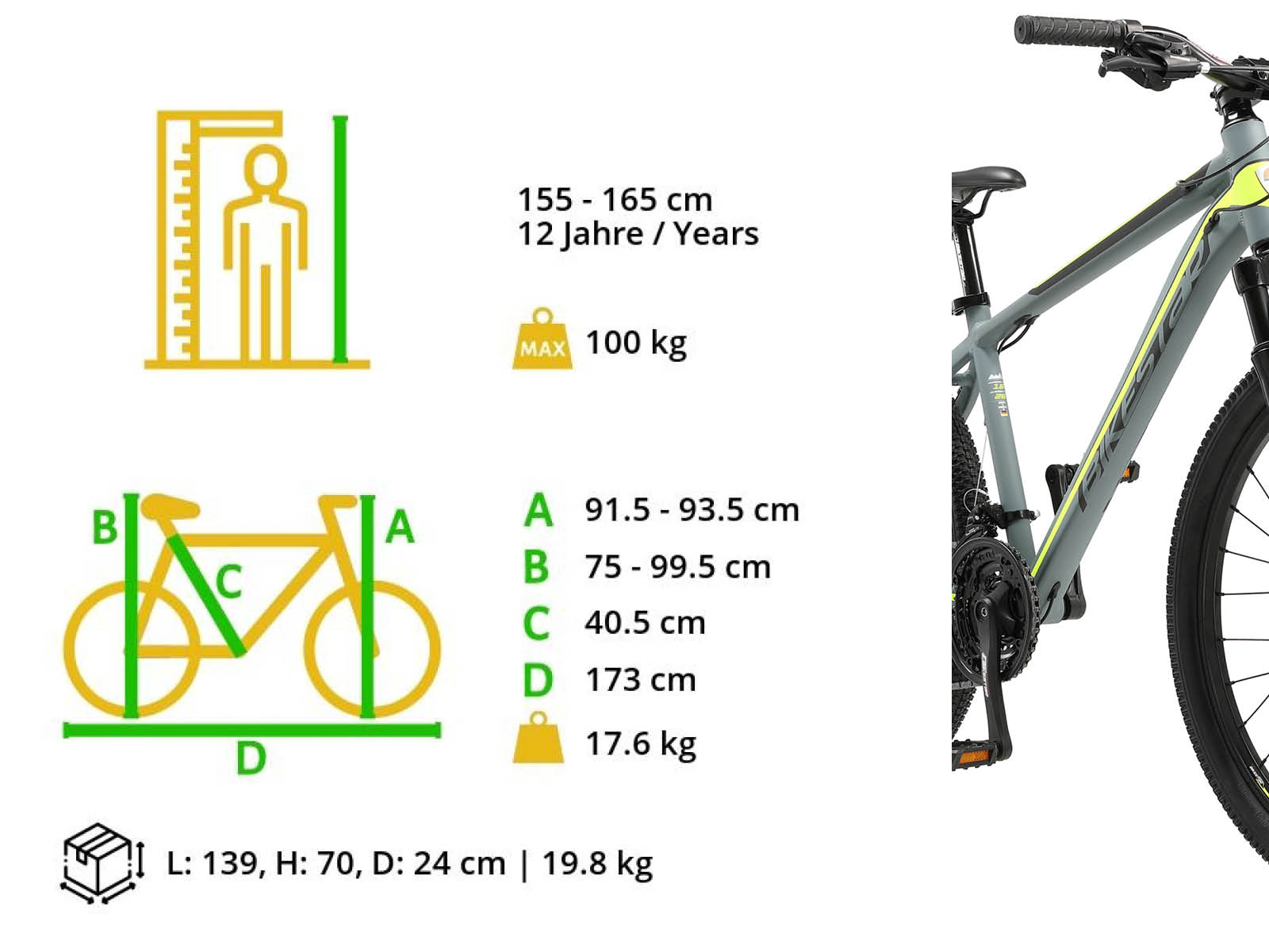 Bikestar Hardtail MTB Alu Sport M 26 inch 21 speed grijs/groen - Afbeelding 6