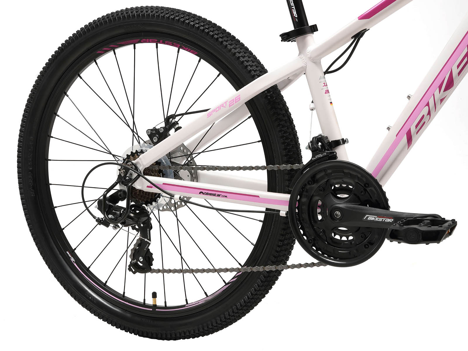 Bikestar Hardtail MTB Alu Sport S 26 inch 21 speed wit/roze - Afbeelding 5