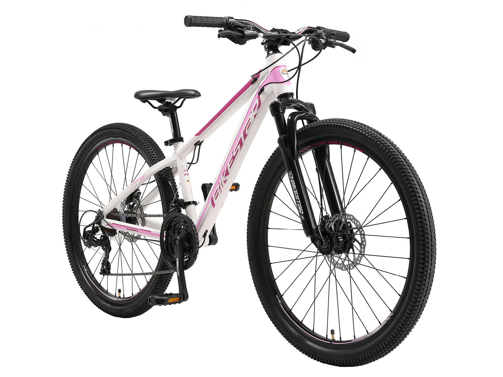 Bikestar Hardtail MTB Alu Sport S 26 inch 21 speed wit/roze - Afbeelding 2