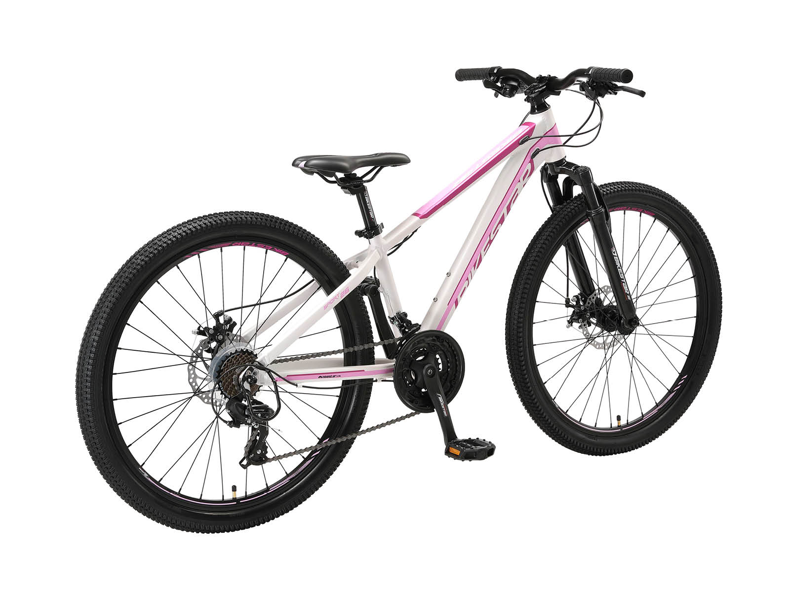 Bikestar Hardtail MTB Alu Sport S 26 inch 21 speed wit/roze - Afbeelding 3