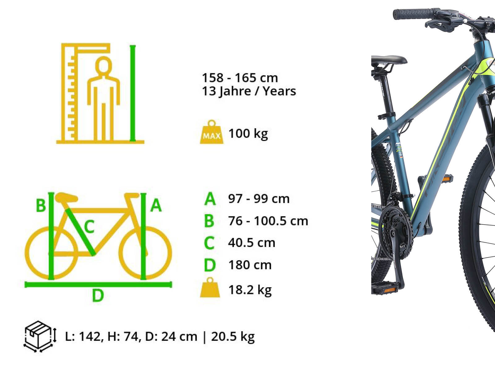 Bikestar Hardtail MTB Alu Sport M 27.5 inch 21 speed Blauw/groen - Afbeelding 6