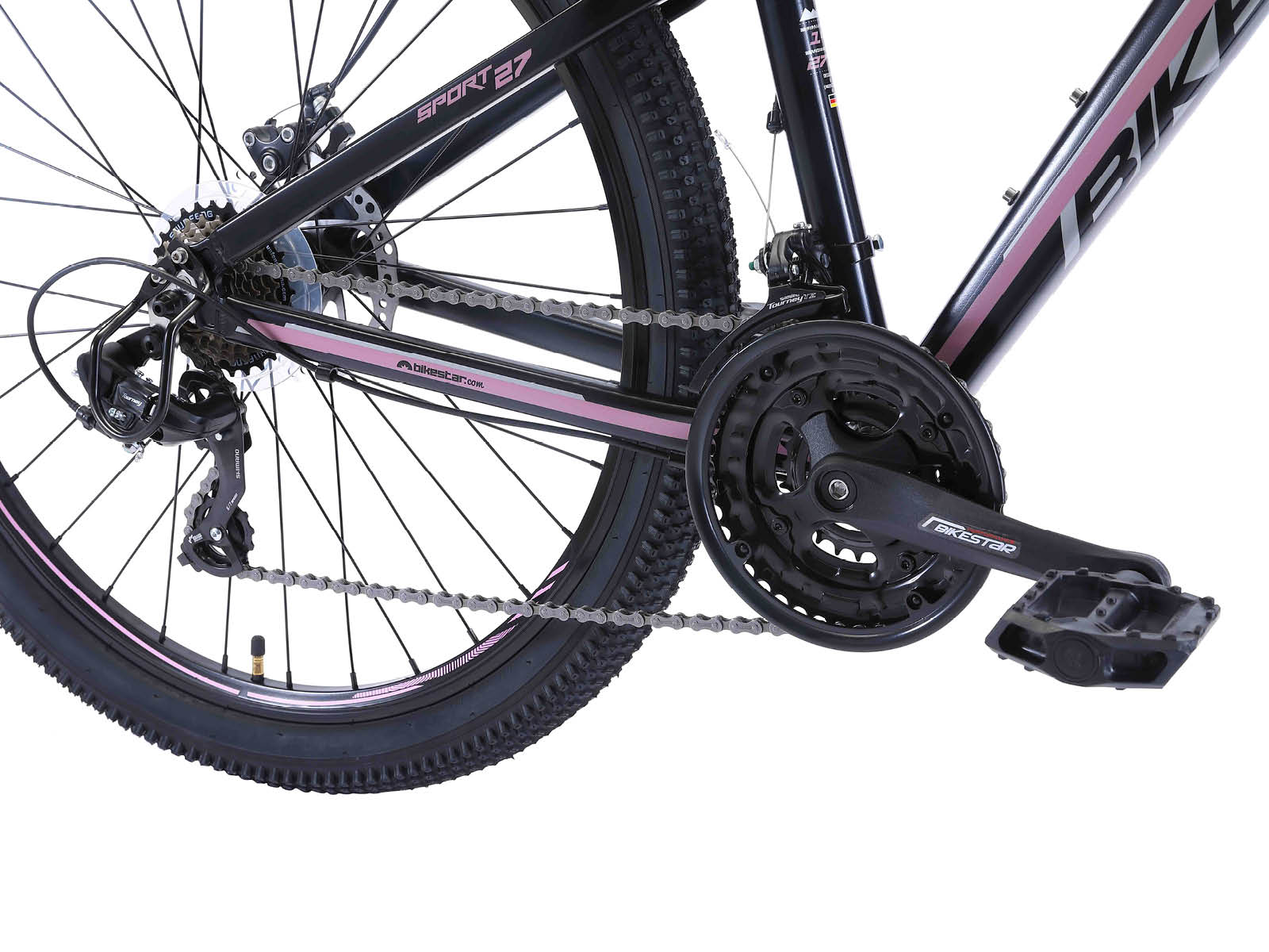 Bikestar Hardtail MTB Alu Sport S 27.5 inch 21 speed Zwart/roze - Afbeelding 5