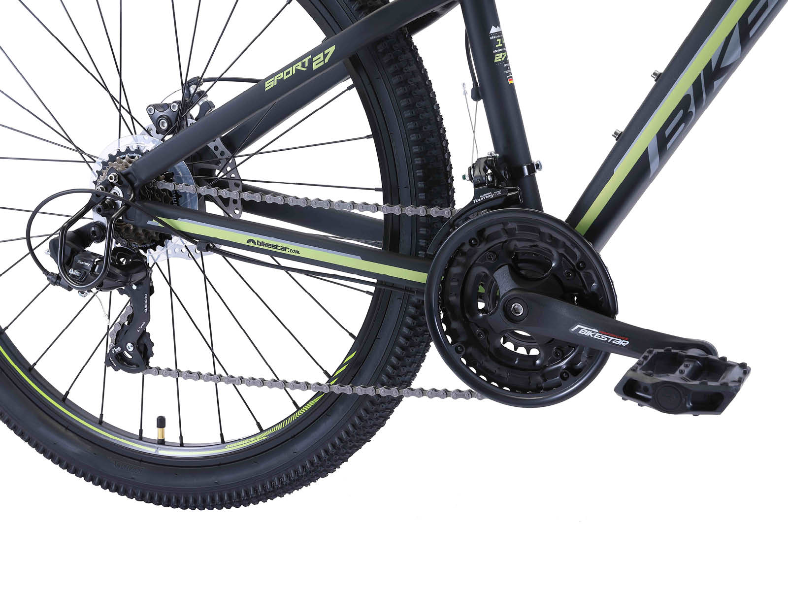 Bikestar Hardtail MTB Alu Sport S 27.5 inch 21 speed Zwart/groen - Afbeelding 5