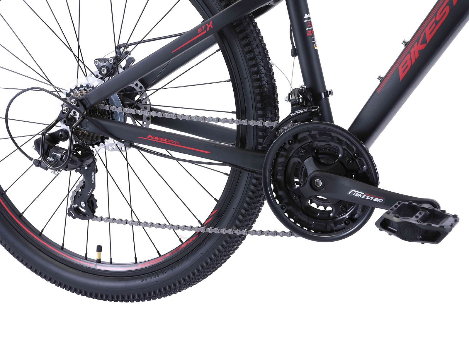 Bikestar Hardtail MTB Alu Sport S 27.5 inch 21 speed Zwart/rood - Afbeelding 5