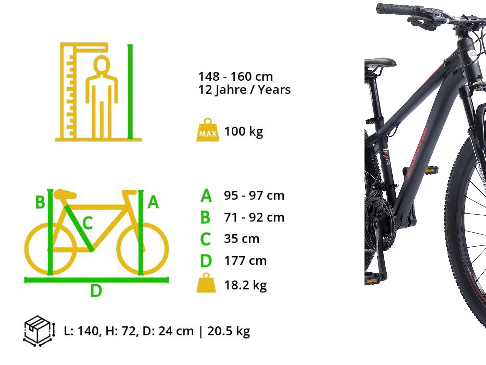 Bikestar Hardtail MTB Alu Sport S 27.5 inch 21 speed Zwart/rood - Afbeelding 6