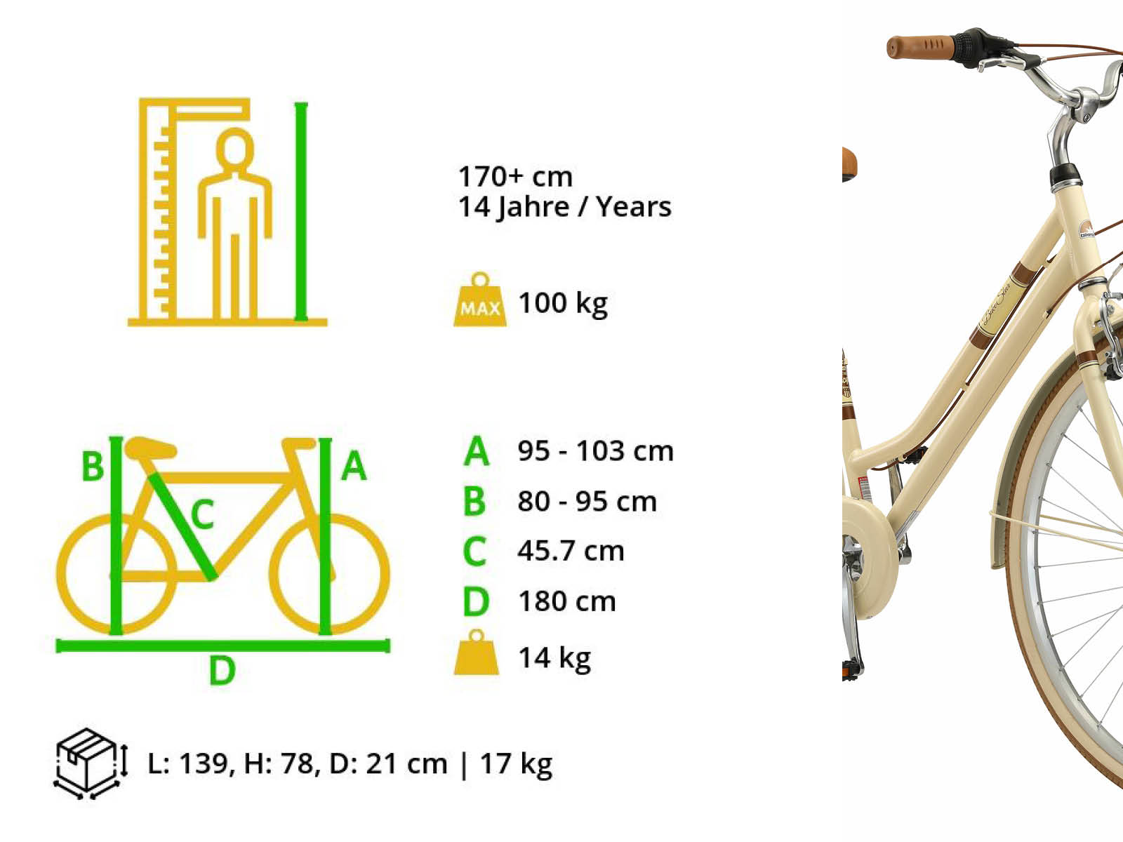 Bikestar retro damesfiets, 28 inch, 7 sp derailleur, beige - Afbeelding 7