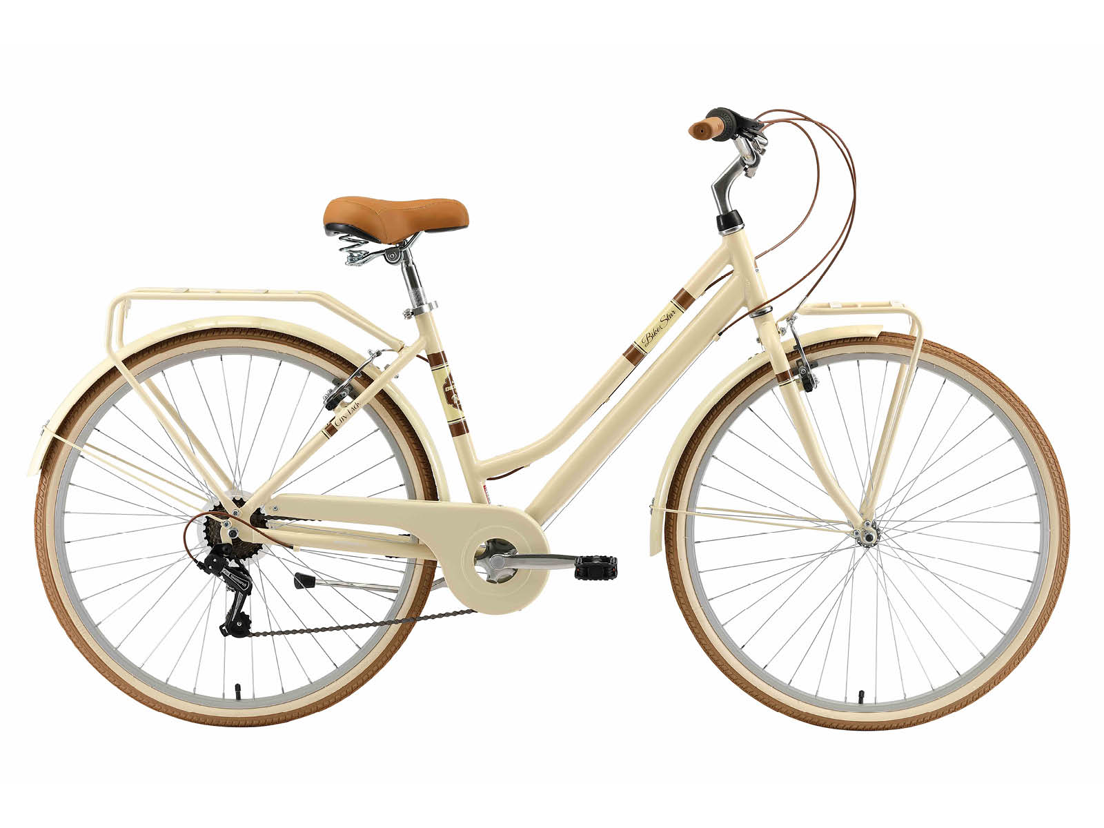 Bikestar retro damesfiets, 28 inch, 7 sp derailleur, beige - Afbeelding 2