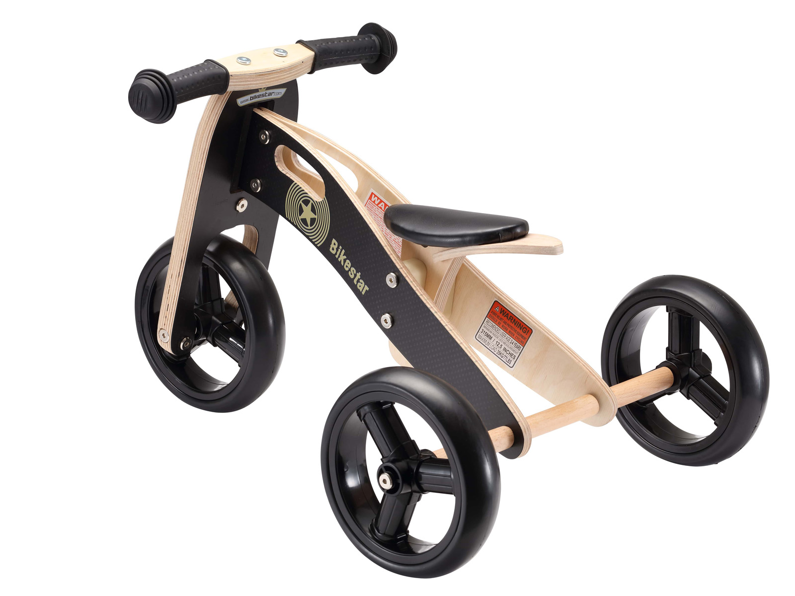 Bikestar mini loopfiets 2 in 1, hout, 7 inch, zwart - Afbeelding 2