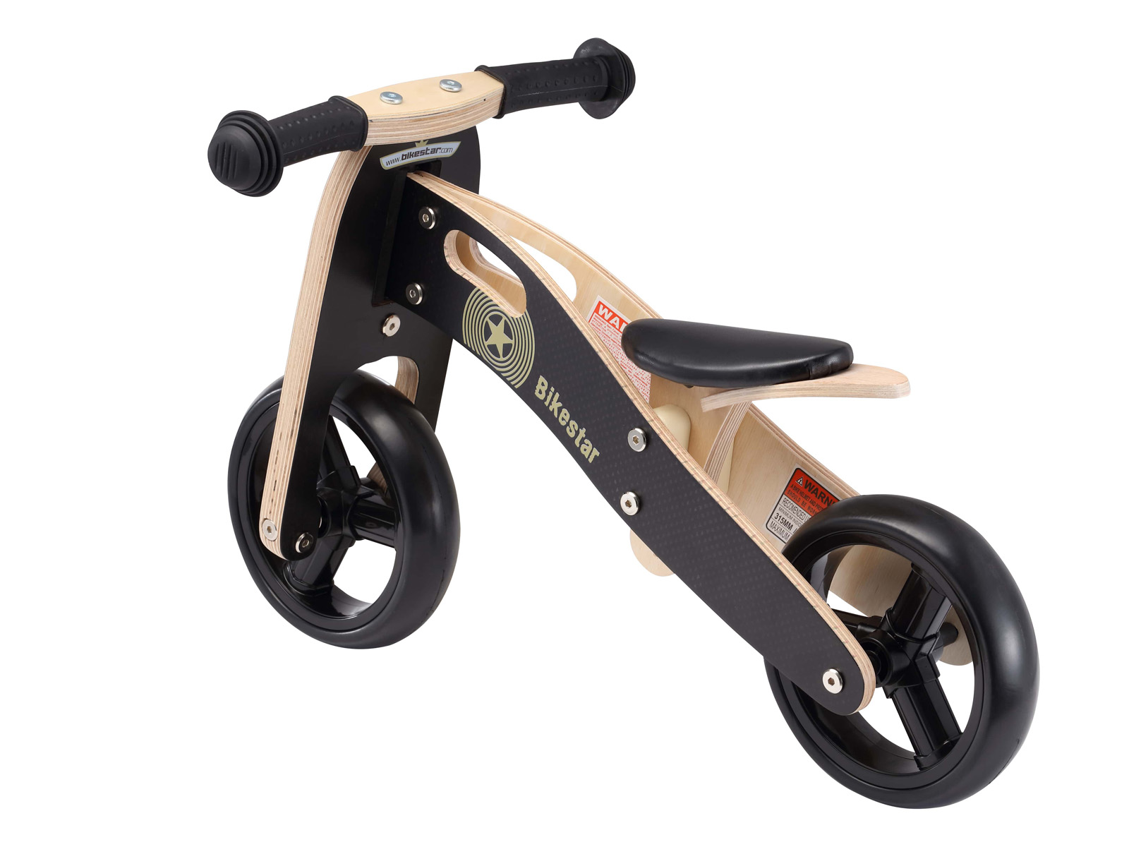 Bikestar mini loopfiets 2 in 1, hout, 7 inch, zwart - Afbeelding 3