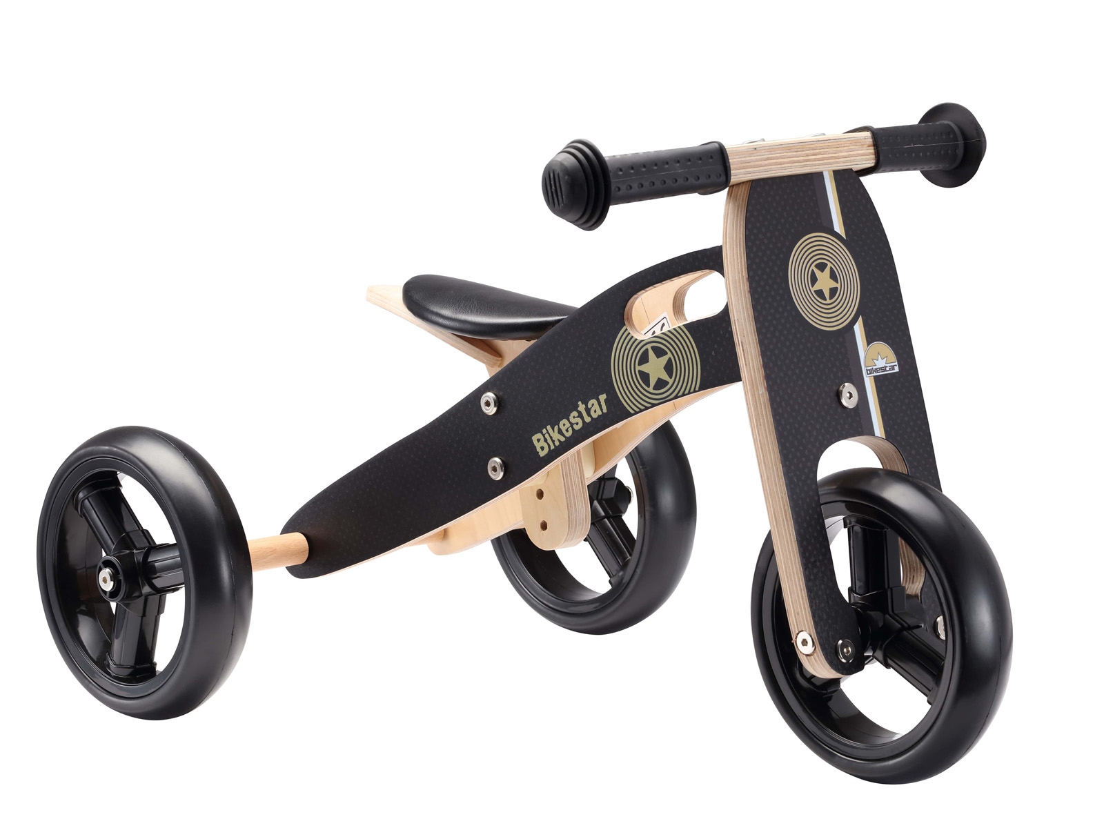 Bikestar mini loopfiets 2 in 1, hout, 7 inch, zwart - Afbeelding 4