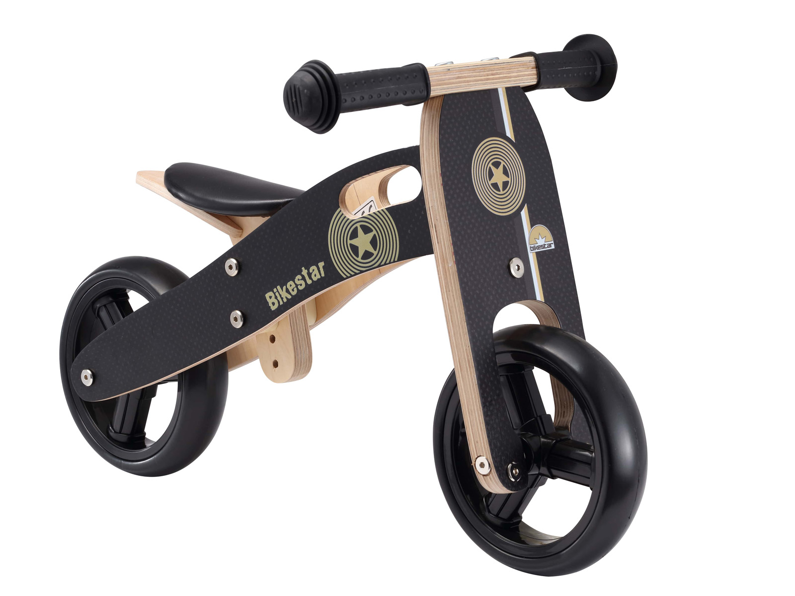 Bikestar mini loopfiets 2 in 1, hout, 7 inch, zwart - Afbeelding 5