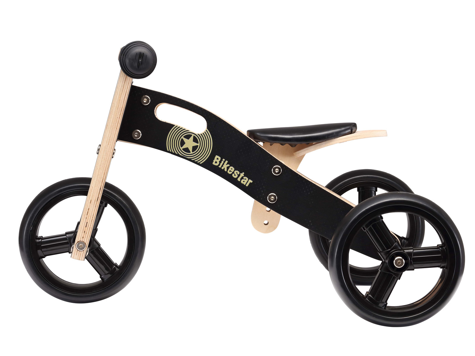 Bikestar mini loopfiets 2 in 1, hout, 7 inch, zwart - Afbeelding 6
