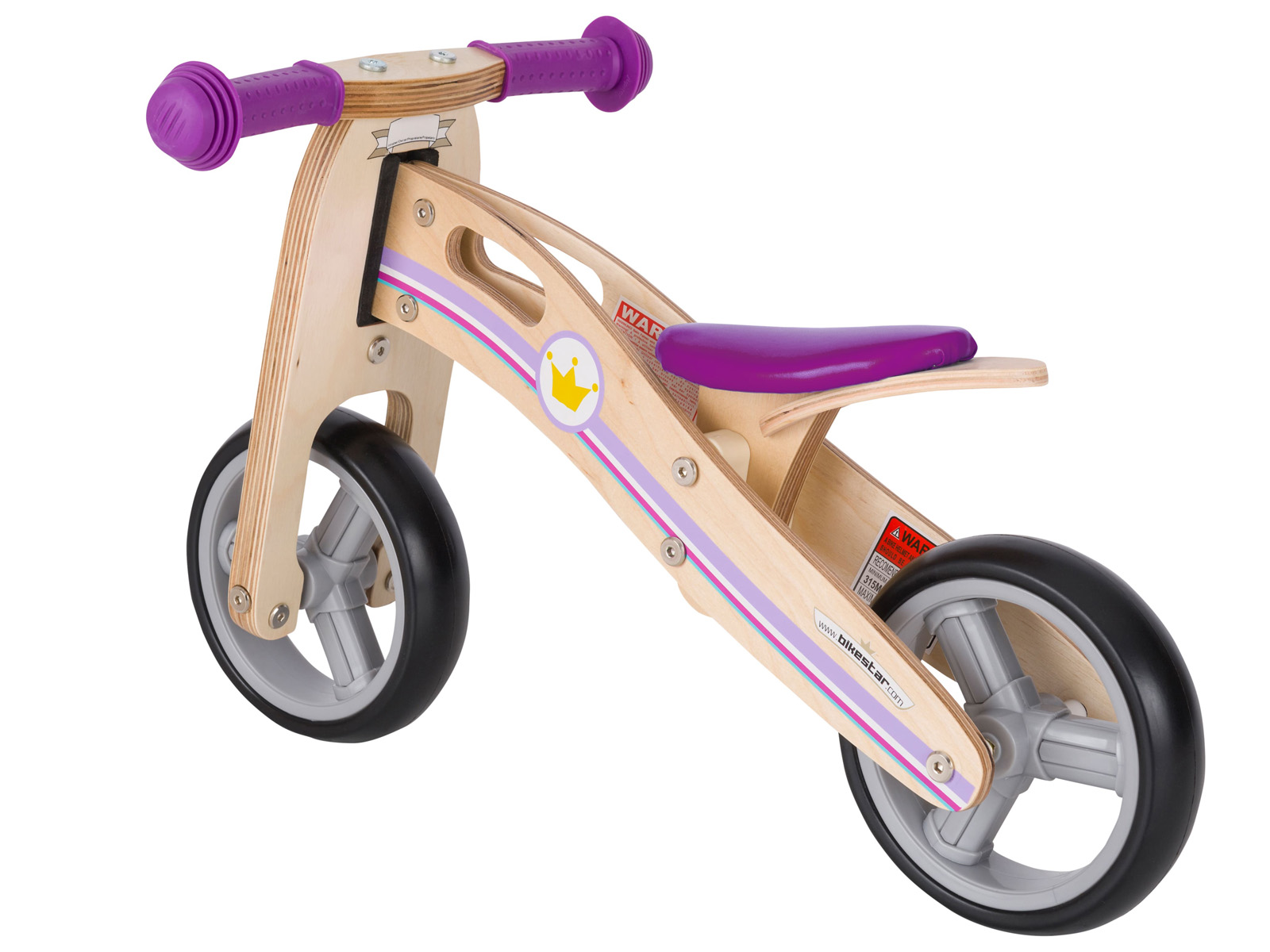 Bikestar mini loopfiets 2 in 1, hout, 7 inch, lila - Afbeelding 3