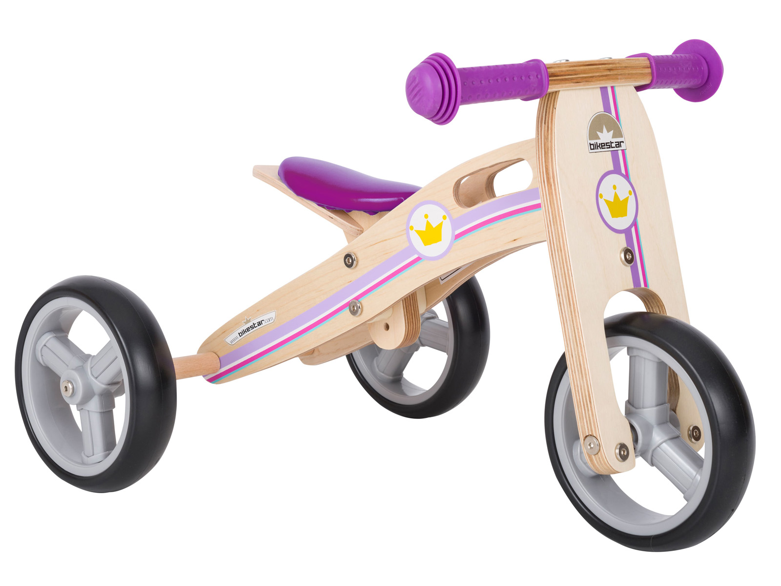 Bikestar mini loopfiets 2 in 1, hout, 7 inch, lila - Afbeelding 4