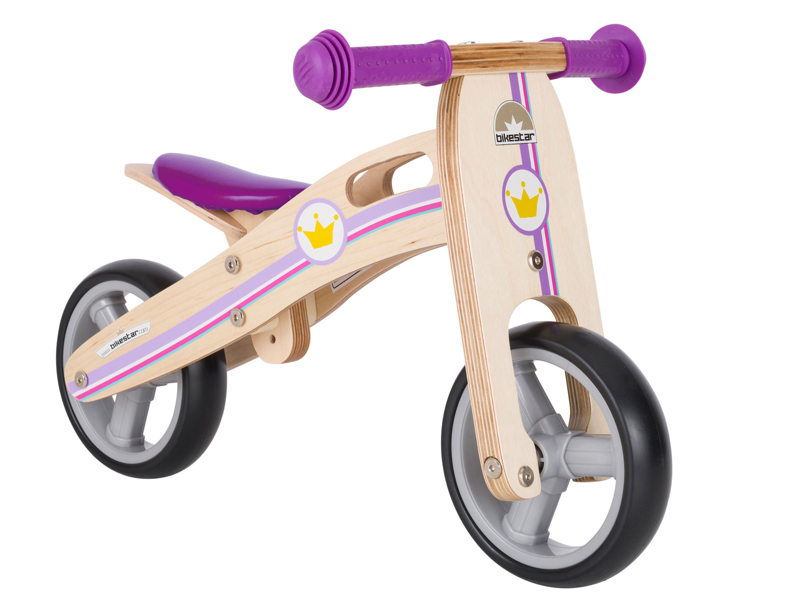 Bikestar mini loopfiets 2 in 1, hout, 7 inch, lila - Afbeelding 5