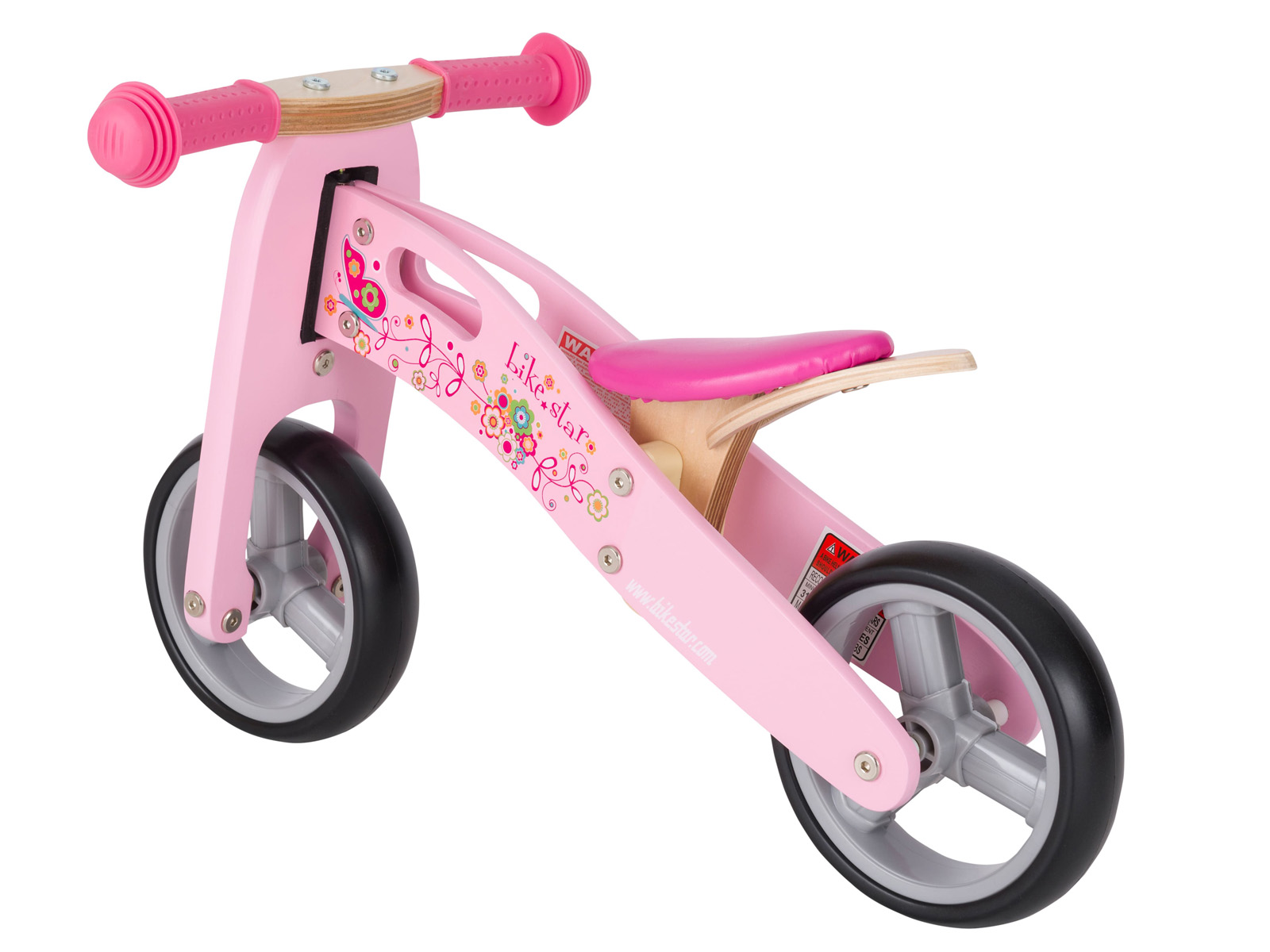 Bikestar mini loopfiets 2 in 1, hout, 7 inch, roze - Afbeelding 3