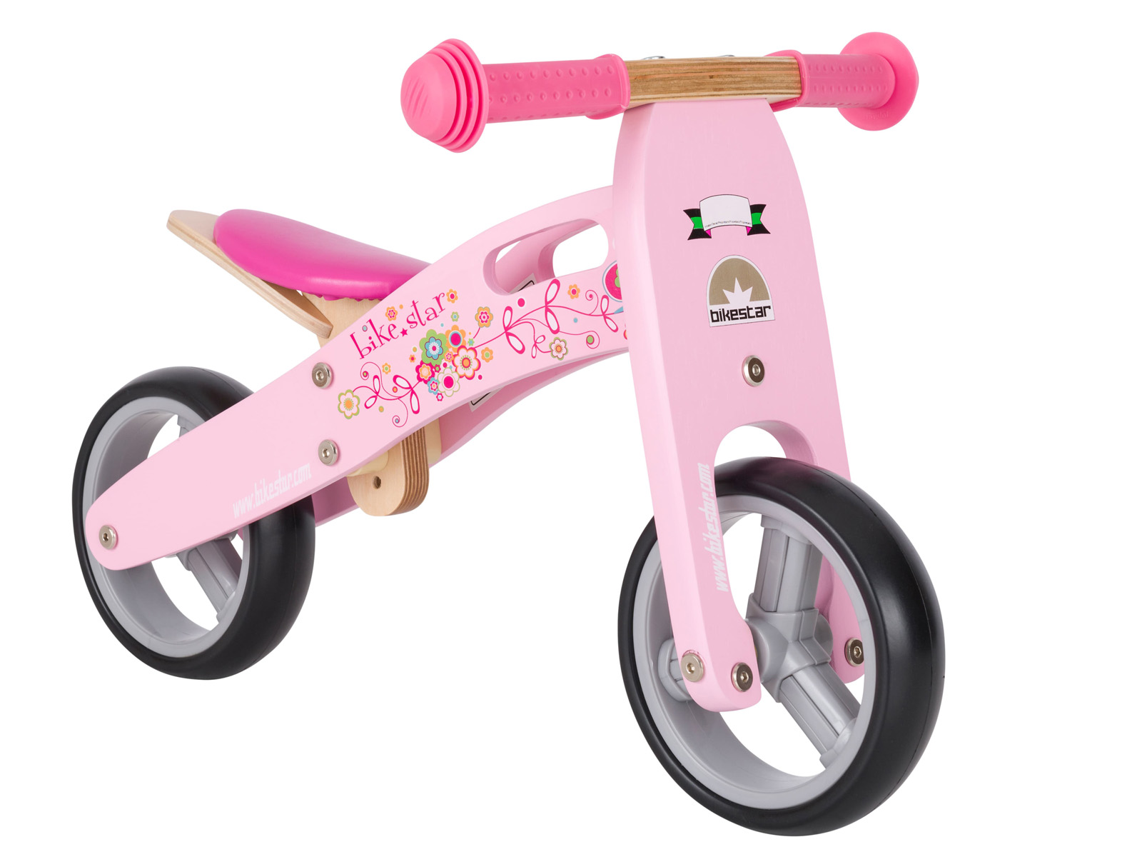 Bikestar mini loopfiets 2 in 1, hout, 7 inch, roze - Afbeelding 5