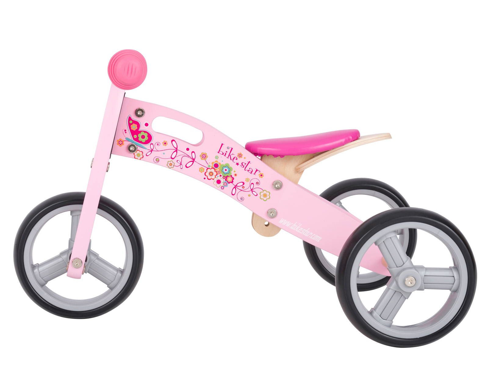 Bikestar mini loopfiets 2 in 1, hout, 7 inch, roze - Afbeelding 6