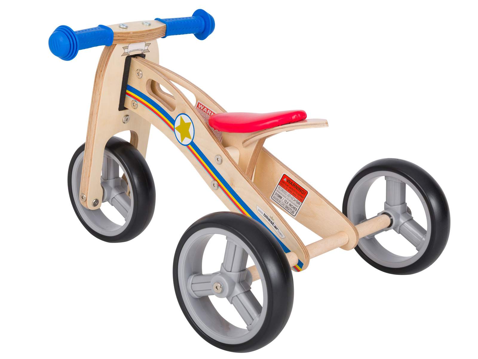 Bikestar mini loopfiets 2 in 1, hout, 7 inch, blauw - Afbeelding 2