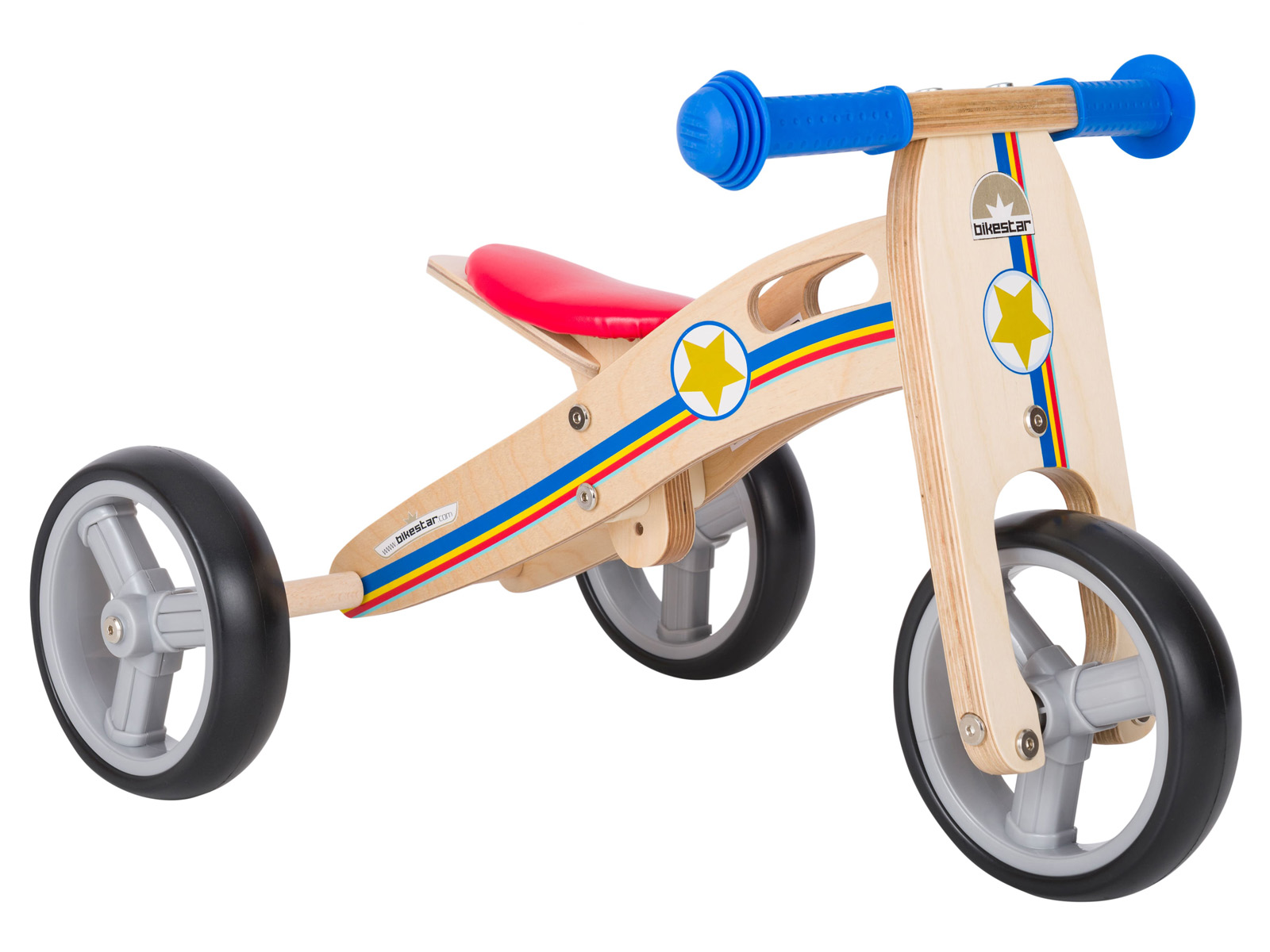 Bikestar mini loopfiets 2 in 1, hout, 7 inch, blauw - Afbeelding 4