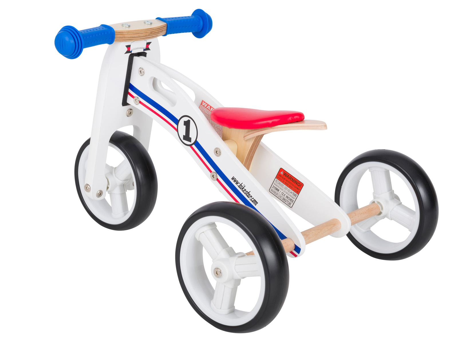 Bikestar mini loopfiets 2 in 1, hout, 7 inch, wit - Afbeelding 2