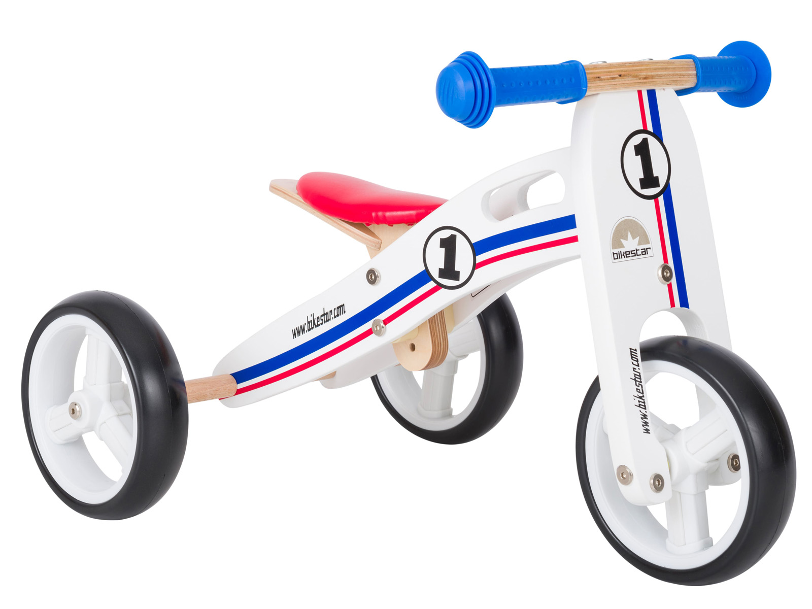 Bikestar mini loopfiets 2 in 1, hout, 7 inch, wit - Afbeelding 4