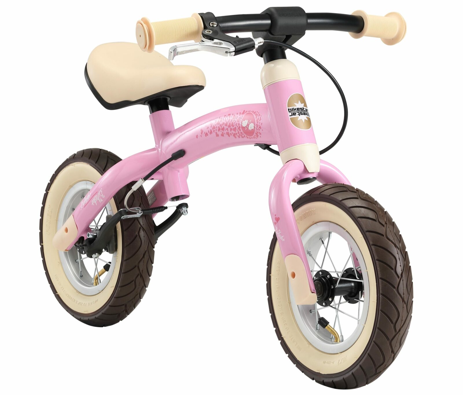 Bikestar meegroei loopfiets Sport 10 inch, roze/vogels - Afbeelding 2