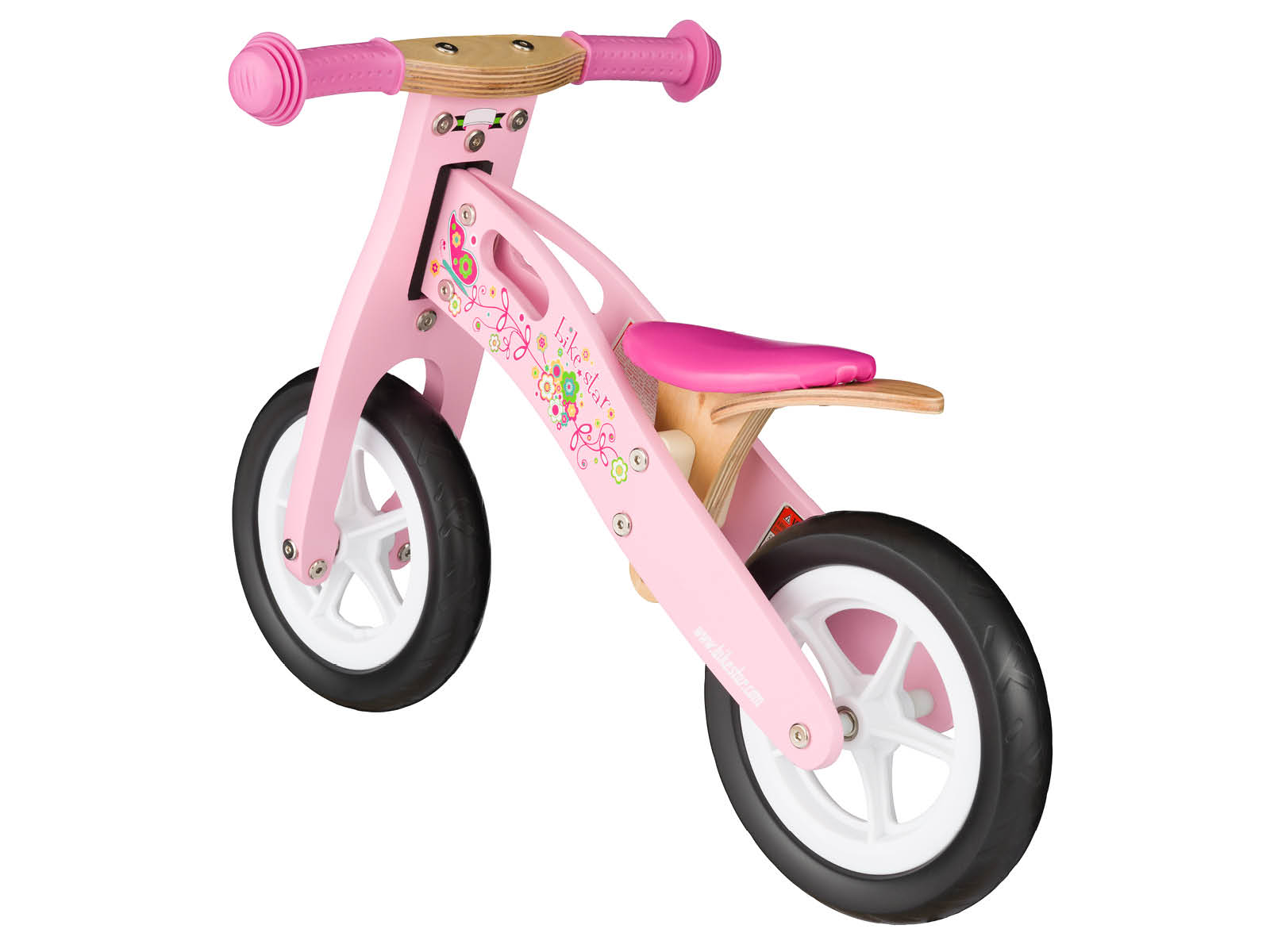 Bikestar, houten loopfiets, 10 inch wielen, roze - Afbeelding 3