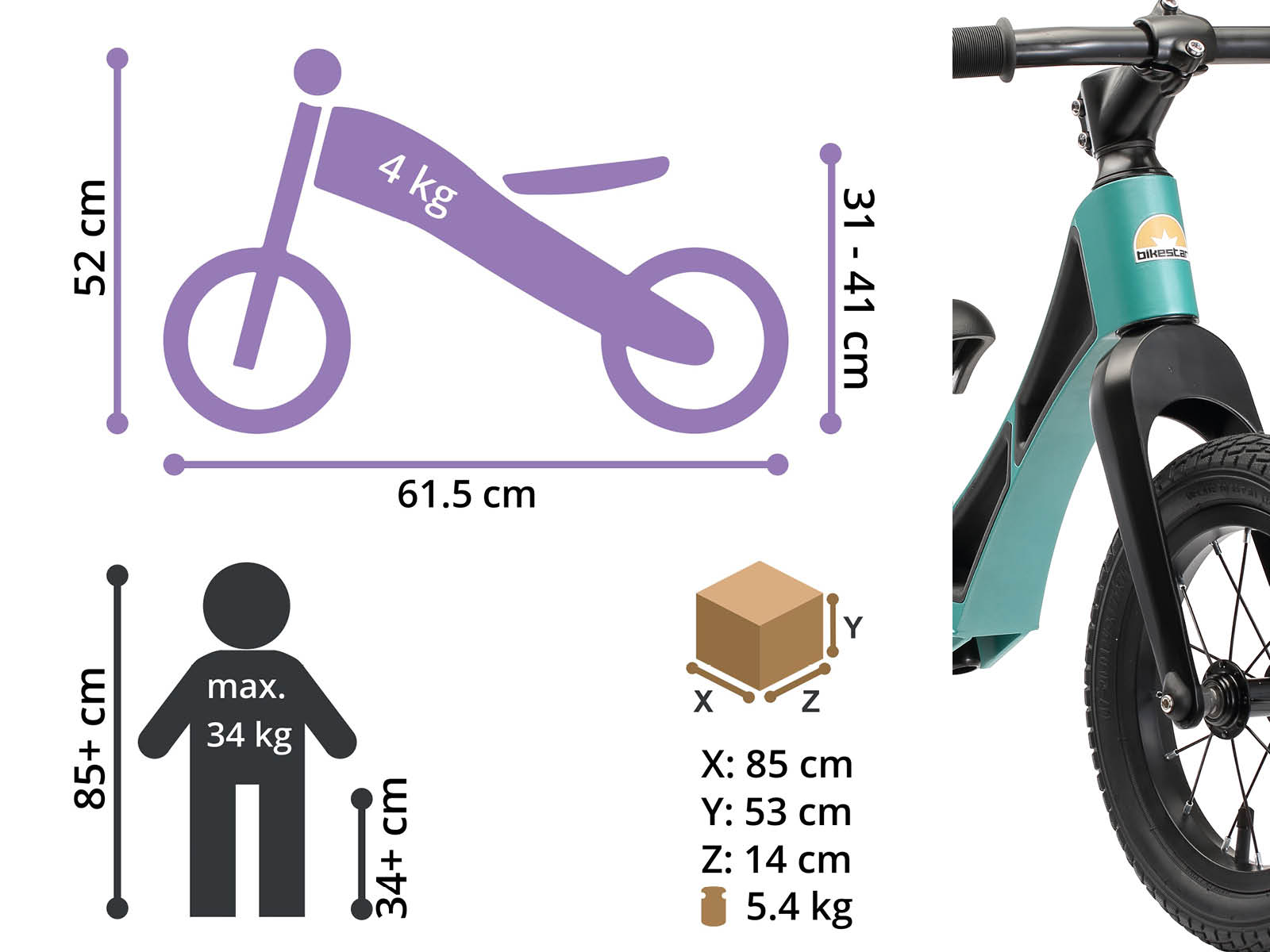 Bikestar loopfiets BMX Magnesium 12 inch groen - Afbeelding 4