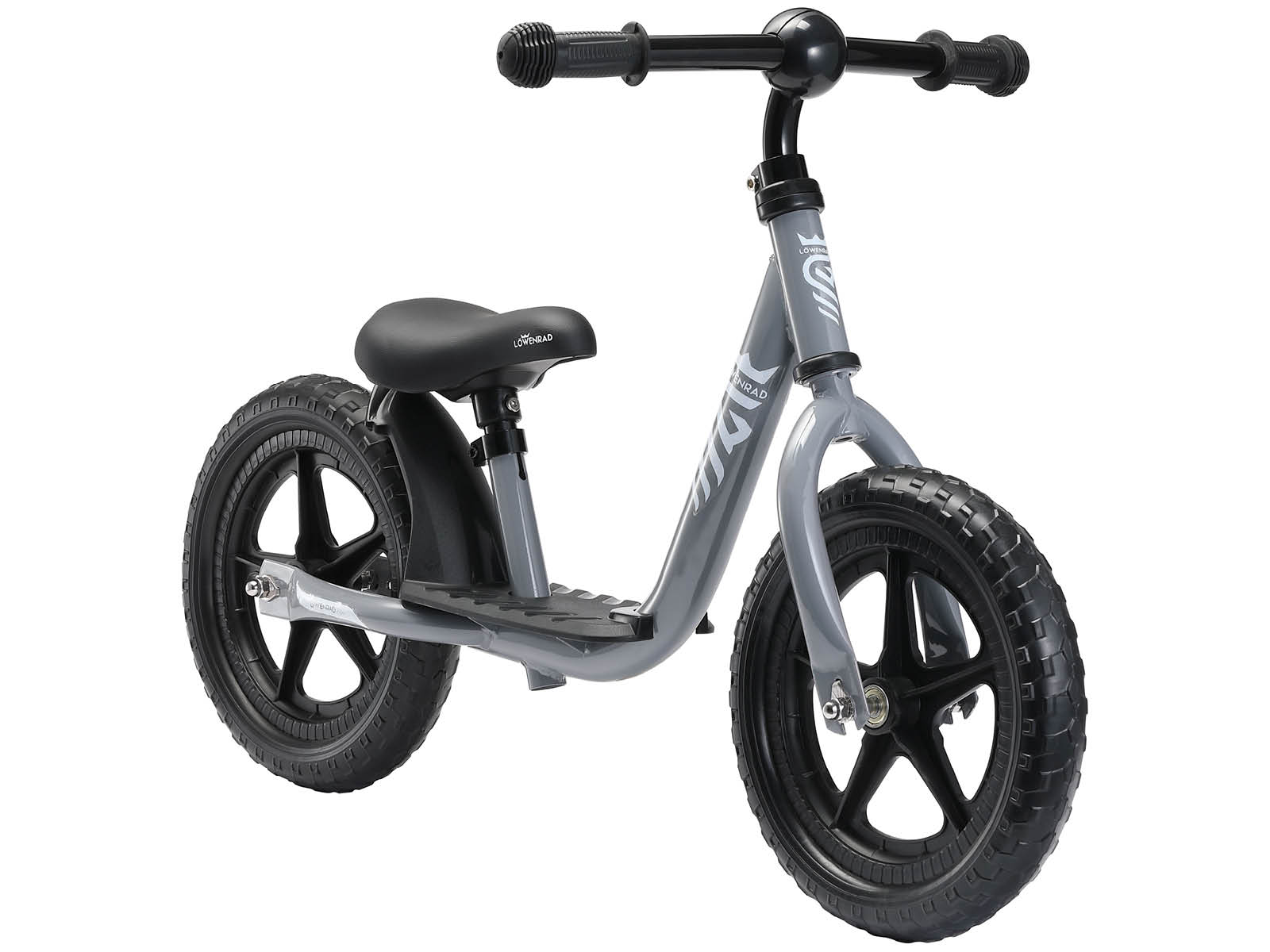 Löwenrad loopfiets met staplank 12 inch, grijs - Afbeelding 2