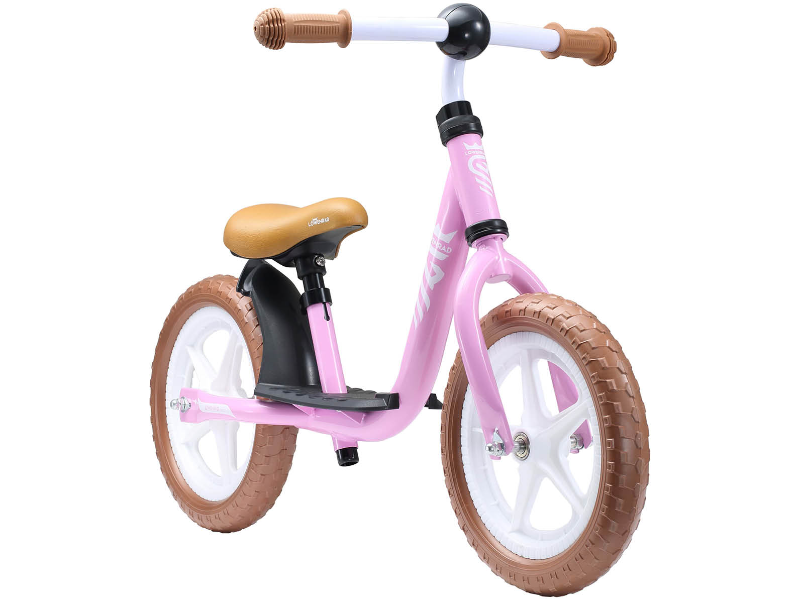 Löwenrad loopfiets met staplank 12 inch, roze - Afbeelding 2