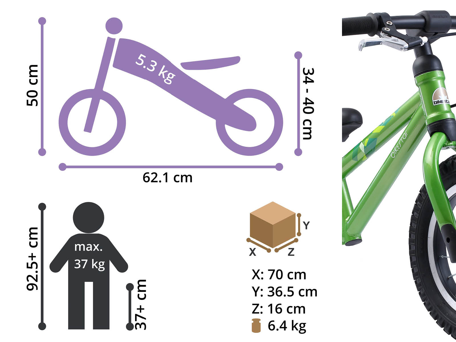Bikestar loopfiets MTB 12 inch, groen - Afbeelding 4