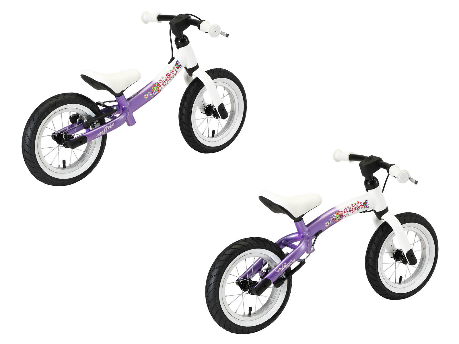 Bikestar meegroei loopfiets Sport 12 inch, lila/wit - Afbeelding 4
