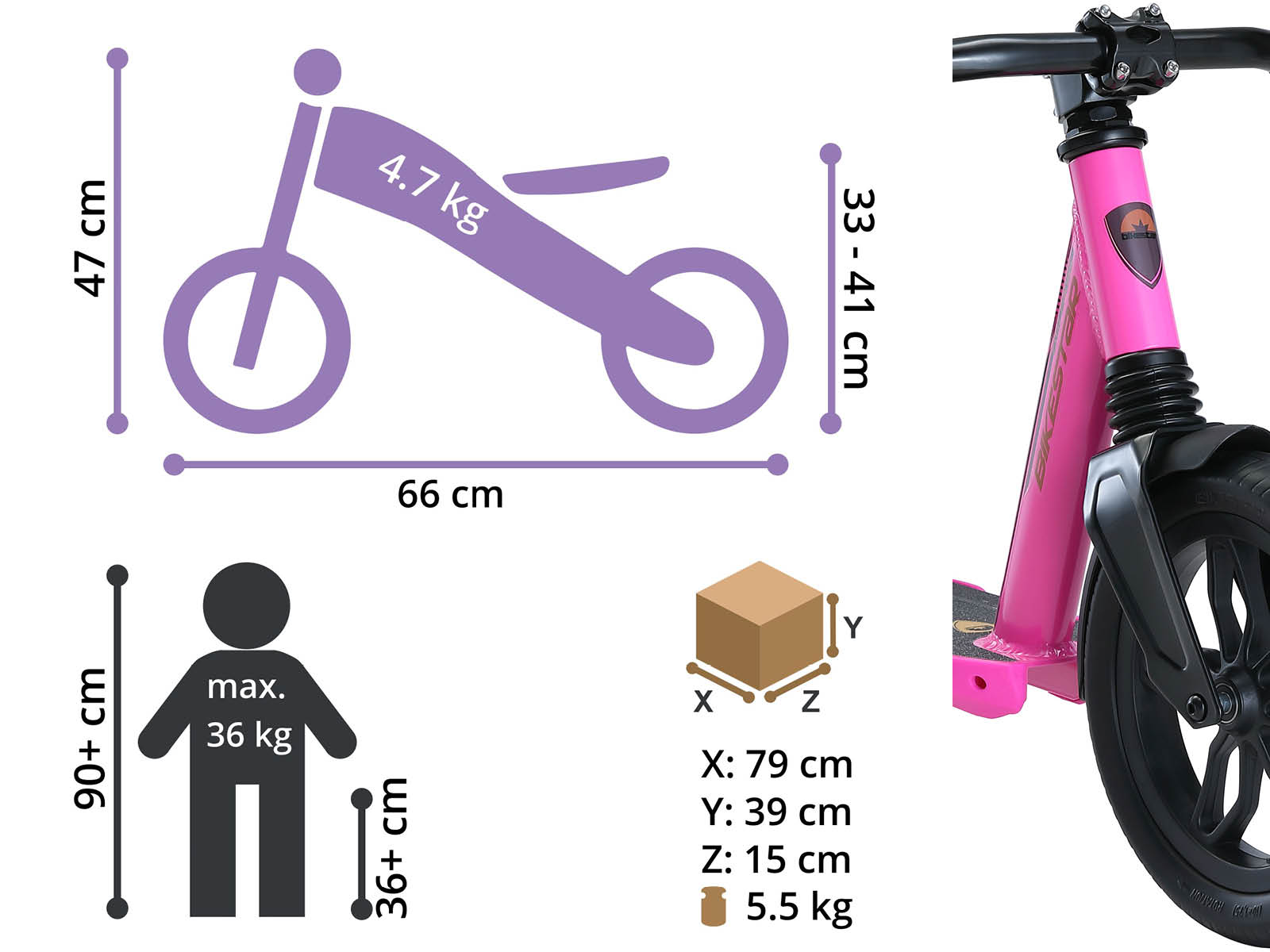 Bikestar loopfiets Fully 10 inch, paars - Afbeelding 5