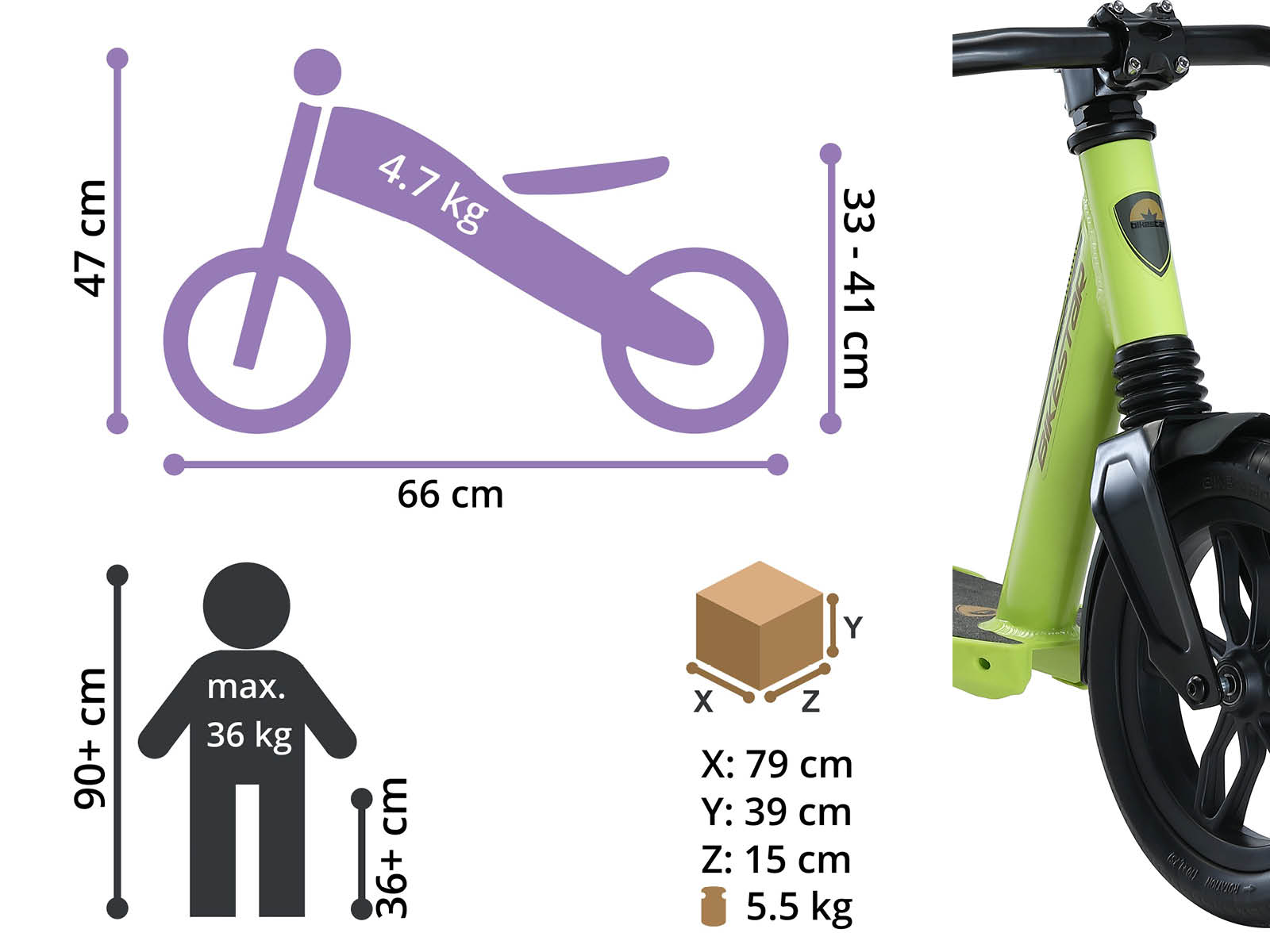 Bikestar loopfiets Fully 10 inch, groen - Afbeelding 5