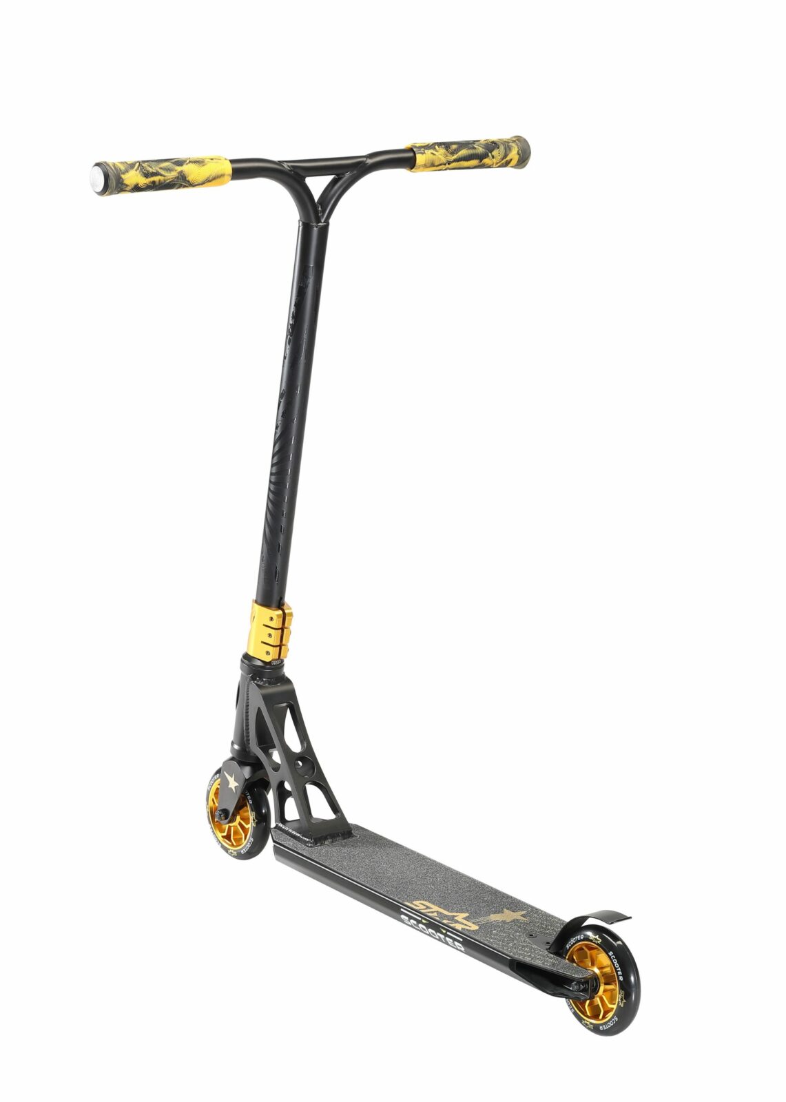 STAR SCOOTER Freestyle Jump alu stuntstep 110mm Pro Trick Roller zwart goud - Afbeelding 6