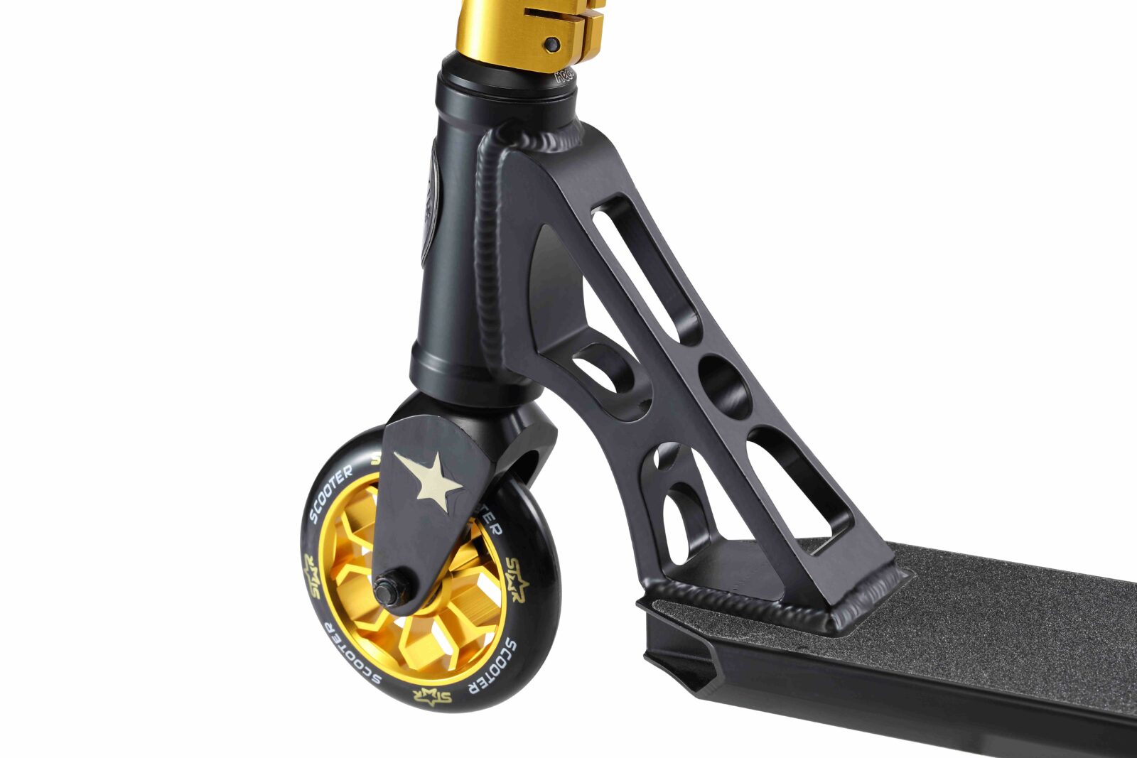 STAR SCOOTER Freestyle Jump alu stuntstep 110mm Pro Trick Roller zwart goud - Afbeelding 8