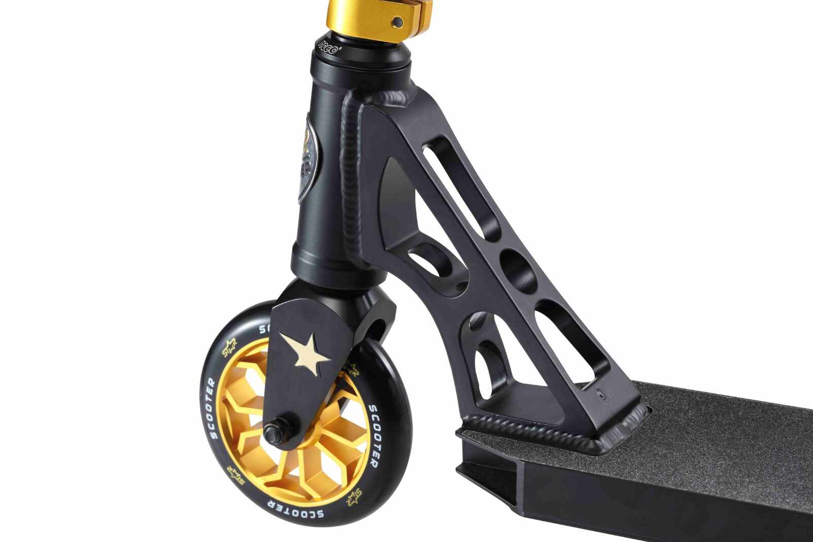STAR SCOOTER Freestyle Jump alu stuntstep, 120mm Pro Trick Roller, zwart goud - Afbeelding 8
