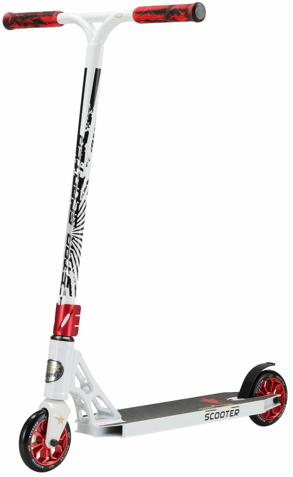 STAR SCOOTER Freestyle Jump alu stuntstep, 120mm Pro Trick Roller, wit rood