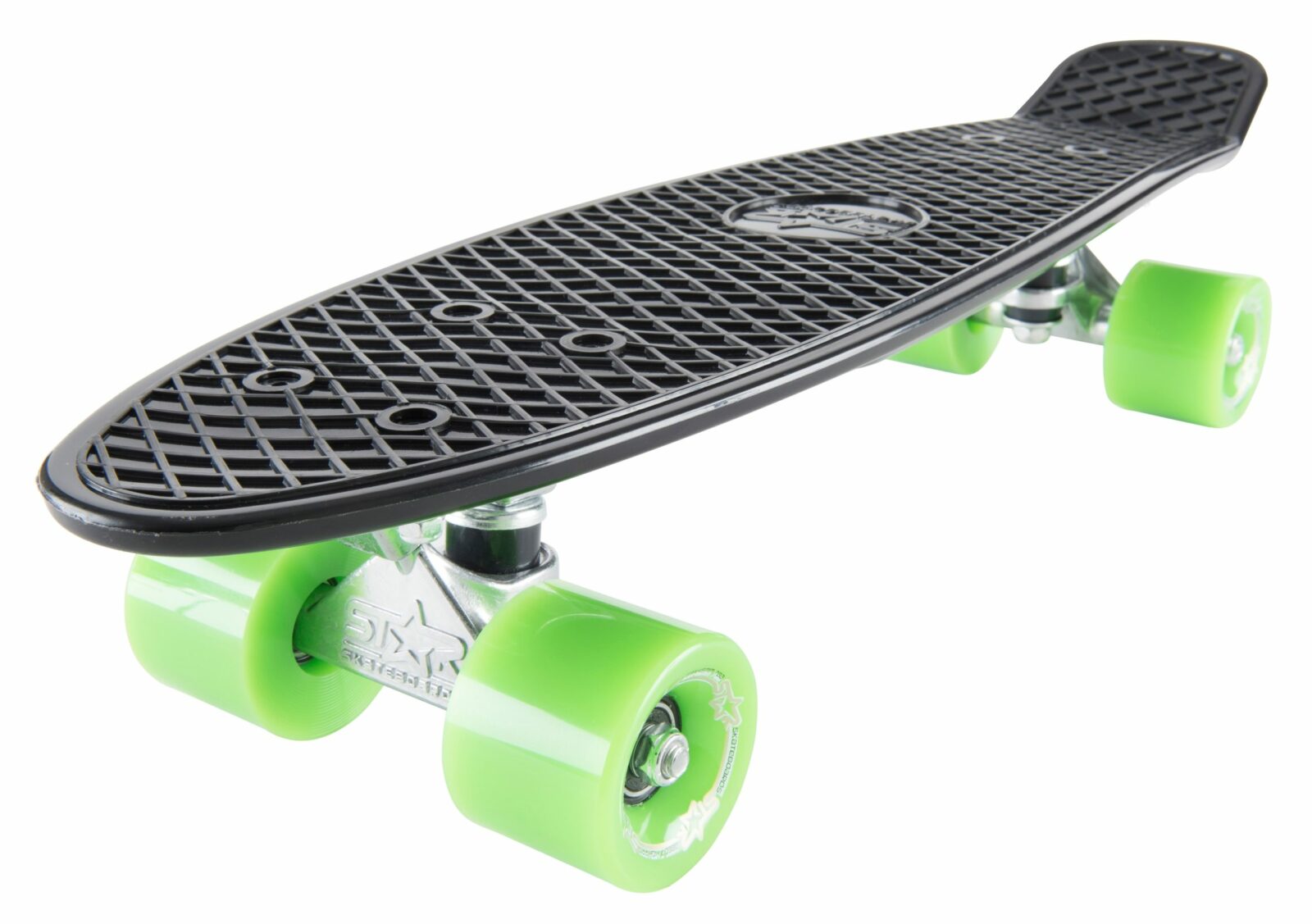 STAR SKATEBOARDS Vintage Skateboard, Retro Cruiser 60mm, zwart / groen - Afbeelding 3