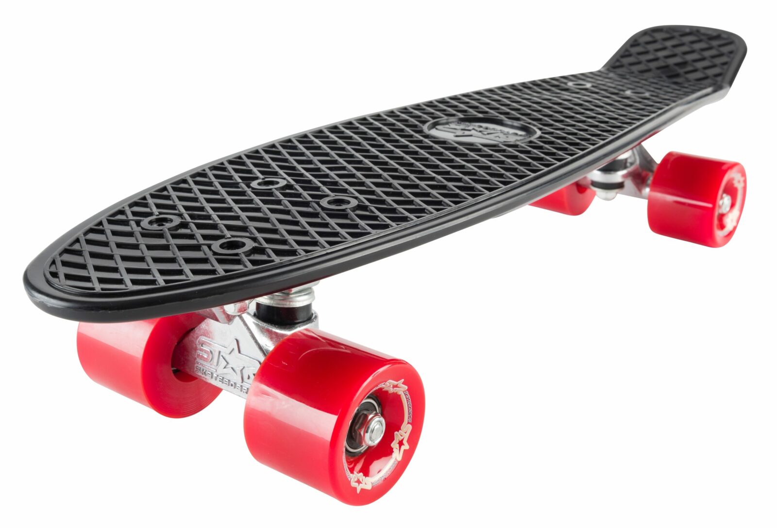 STAR SKATEBOARDS Vintage Skateboard, Retro Cruiser 60mm, zwart / rood - Afbeelding 3