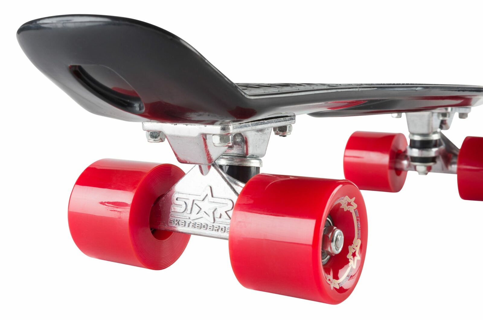 STAR SKATEBOARDS Vintage Skateboard, Retro Cruiser 60mm, zwart / rood - Afbeelding 4