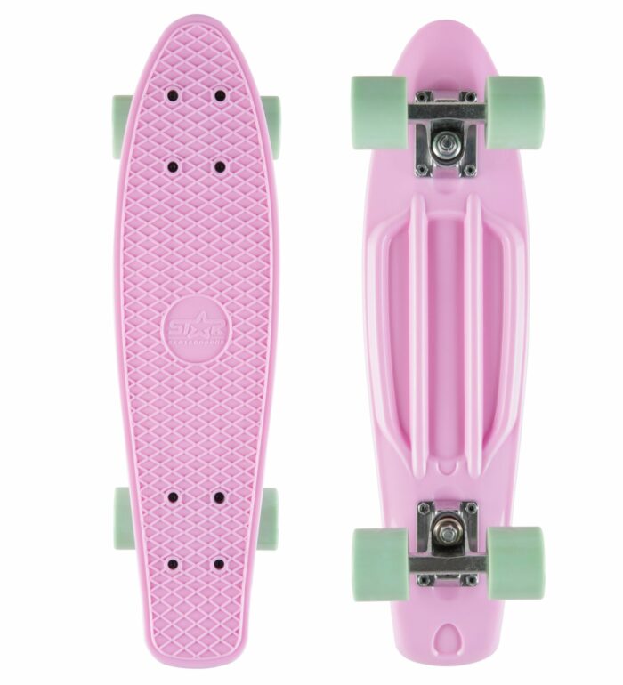 STAR SKATEBOARDS Vintage Skateboard, Retro Cruiser 60mm, roze / mint