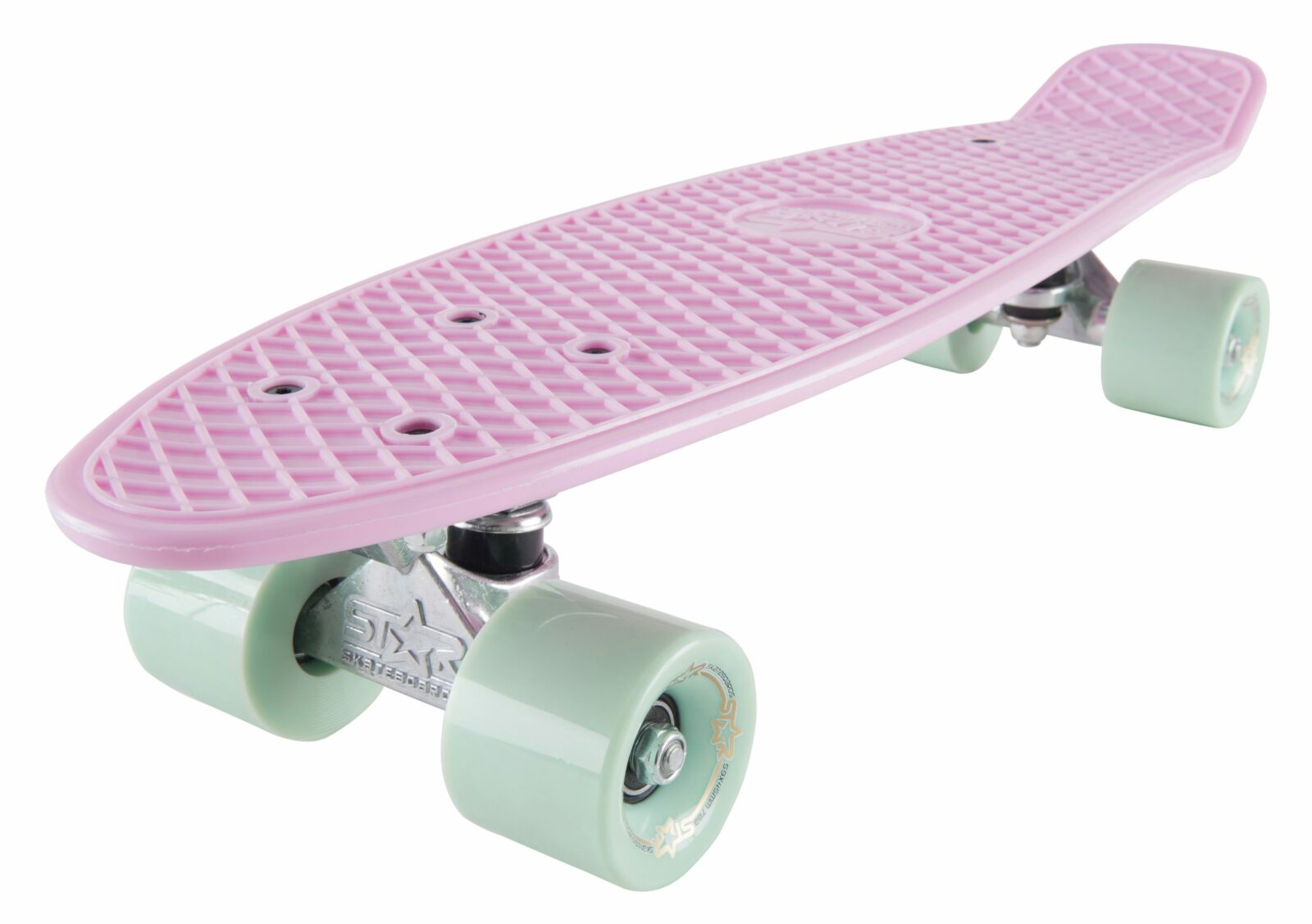 STAR SKATEBOARDS Vintage Skateboard, Retro Cruiser 60mm, roze / mint TK - Afbeelding 2