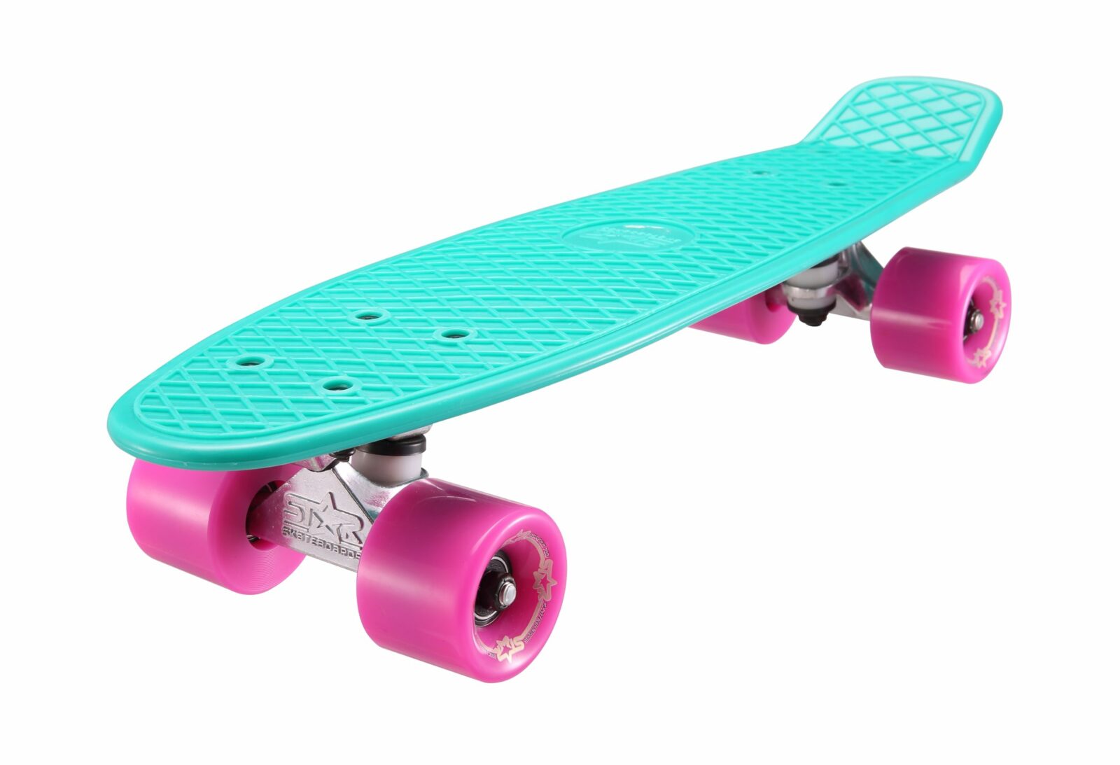 STAR SKATEBOARDS Vintage Skateboard, Retro Cruiser 60mm, turquoise / paars - Afbeelding 4
