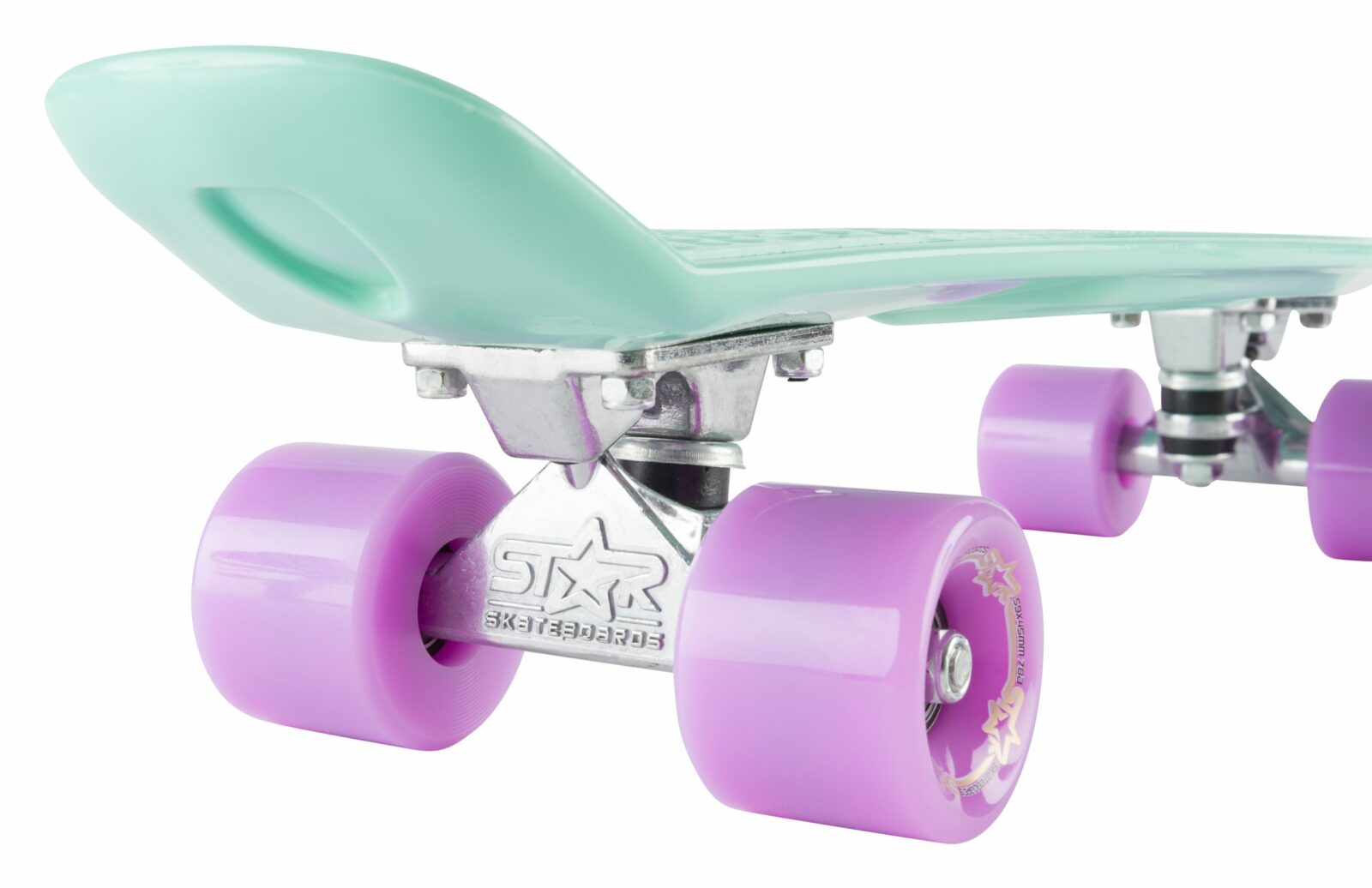 STAR SKATEBOARDS Vintage Skateboard, Retro Cruiser 60mm, mint / lila - Afbeelding 4