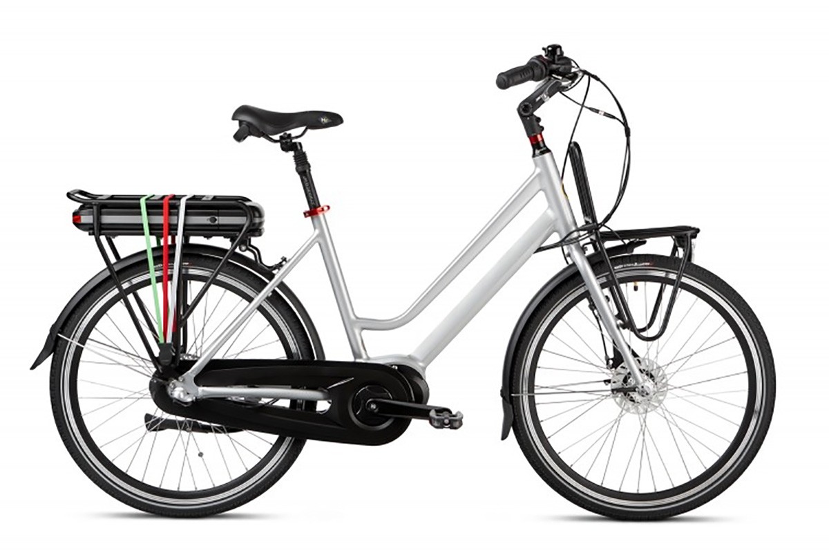 Elektrische dames transportfiets, Trager 28, middenmotor, N3, grijs TK
