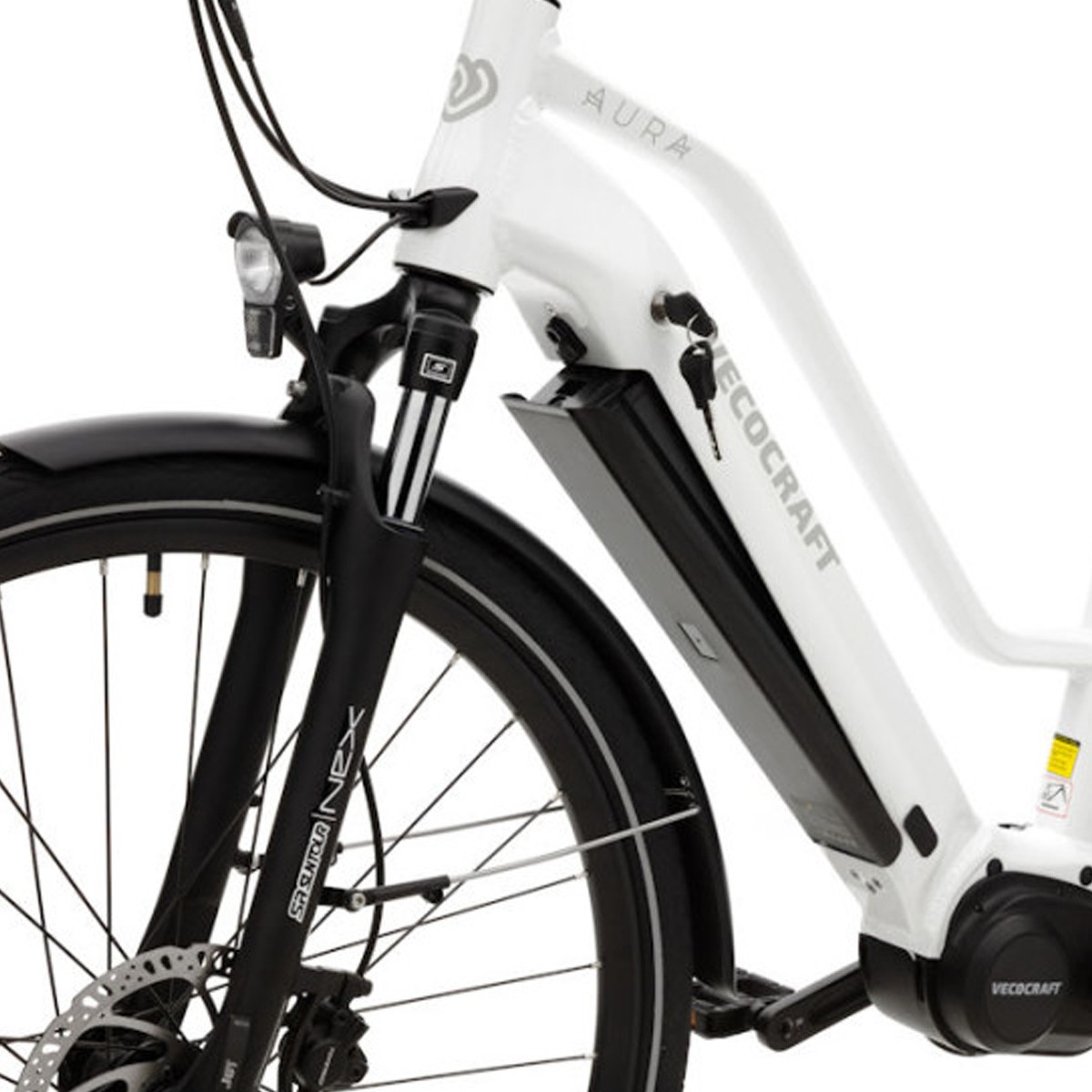 Elektrische damesfiets, middenmotor, Aura, 8 sp, wit, 13 Ah - Afbeelding 4