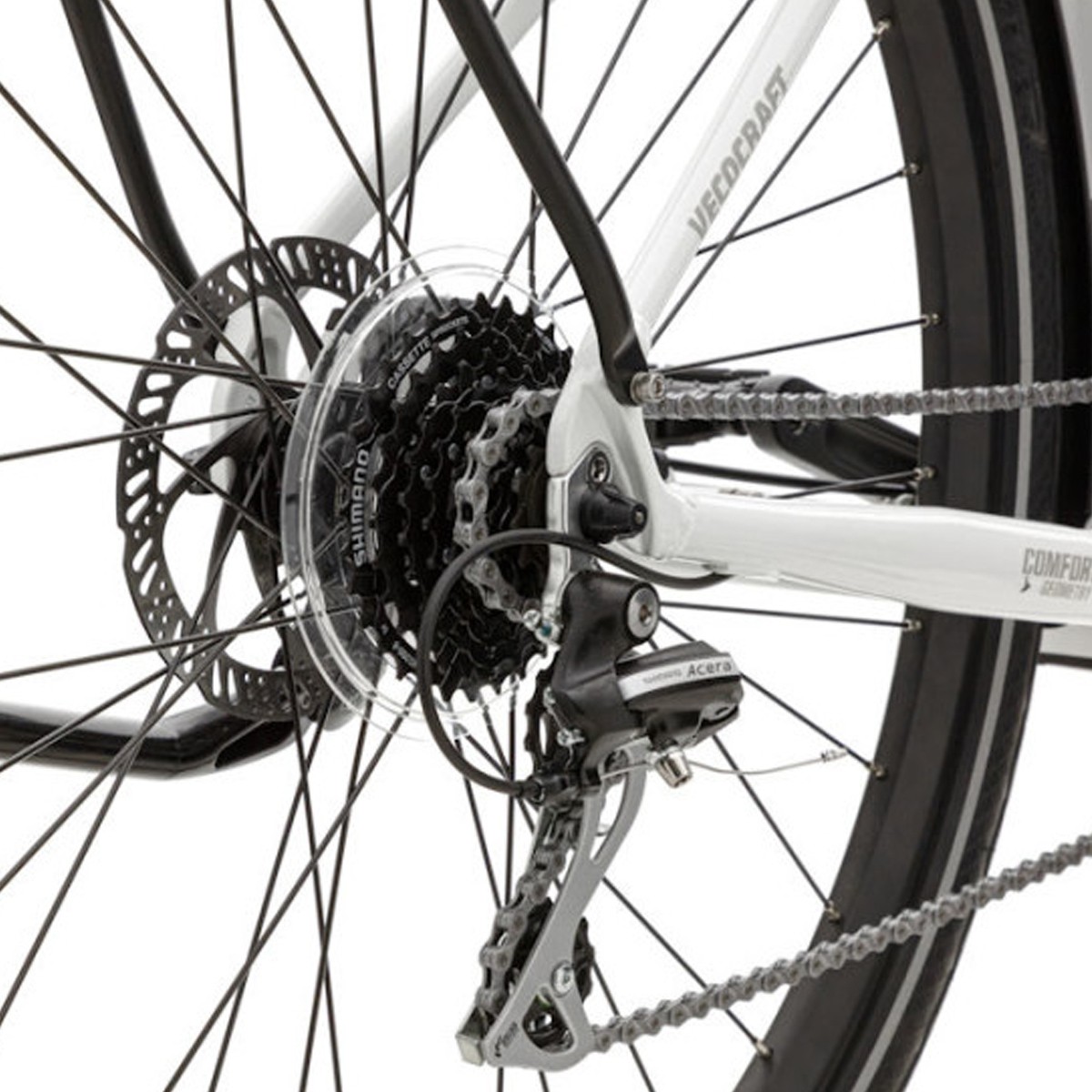 Elektrische damesfiets, middenmotor, Aura, 8 sp, wit, 13 Ah - Afbeelding 2