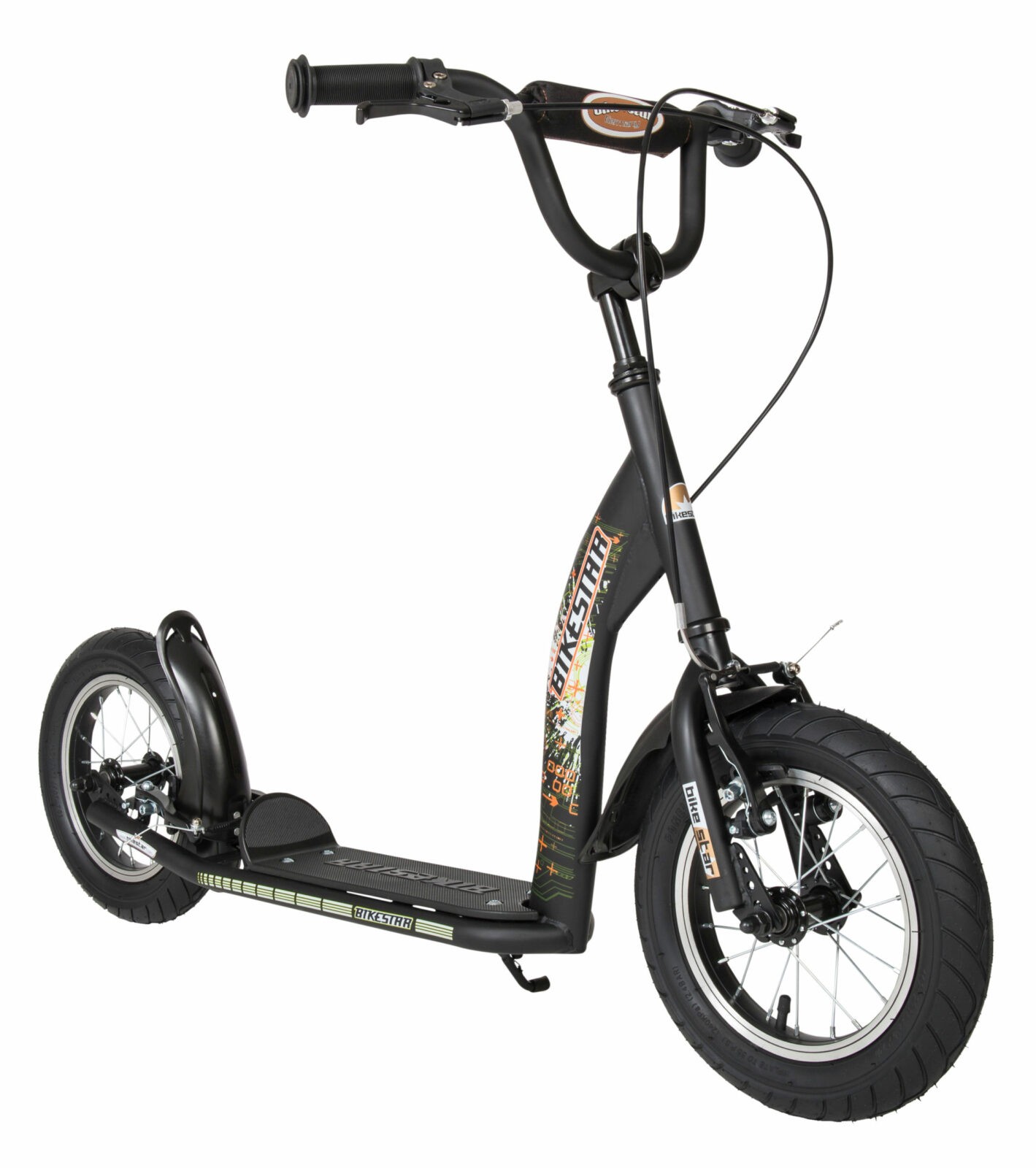 Bikestar autoped, 12 inch, Sport step, zwart